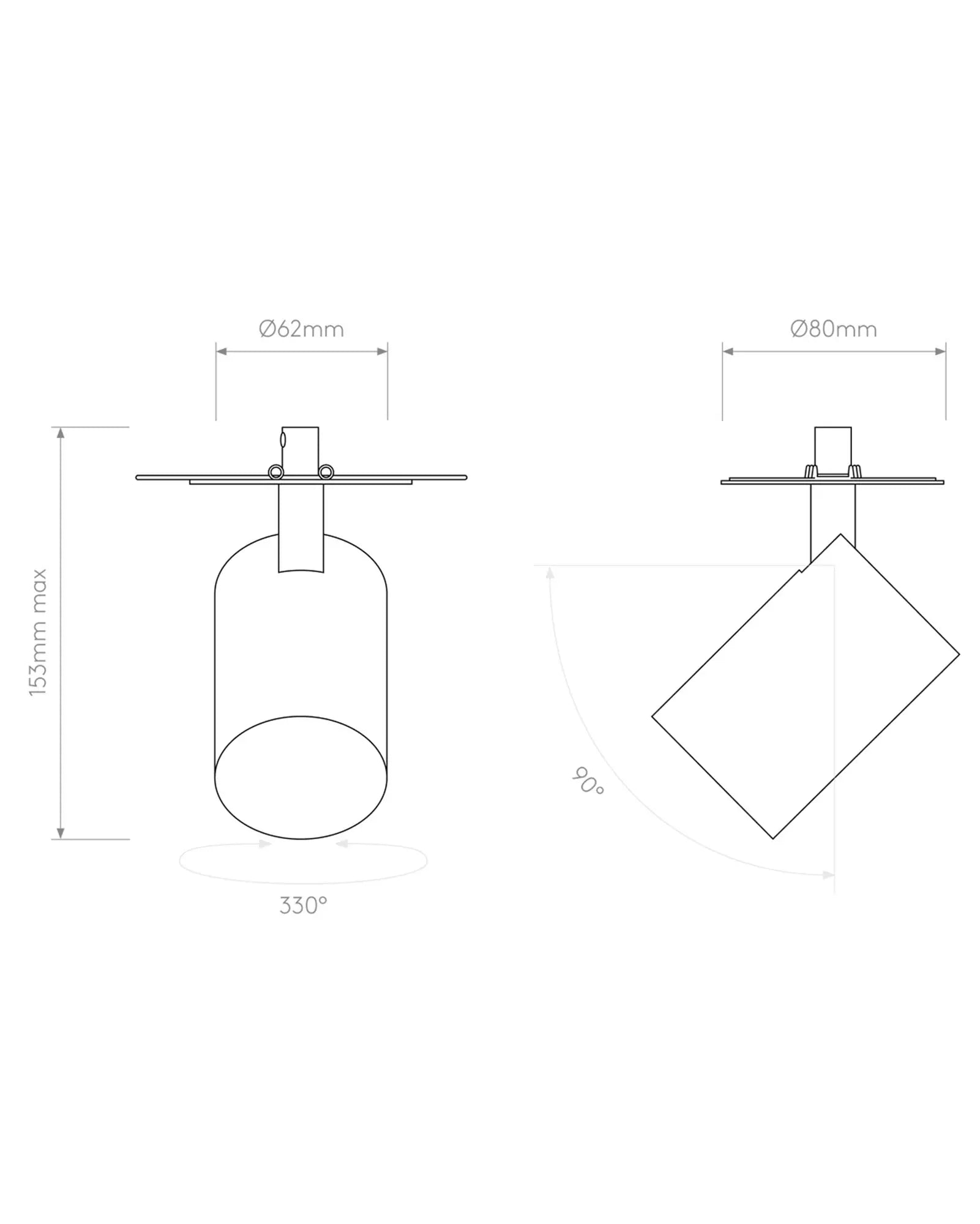 Aqua Downlight with recessed canopy sizes