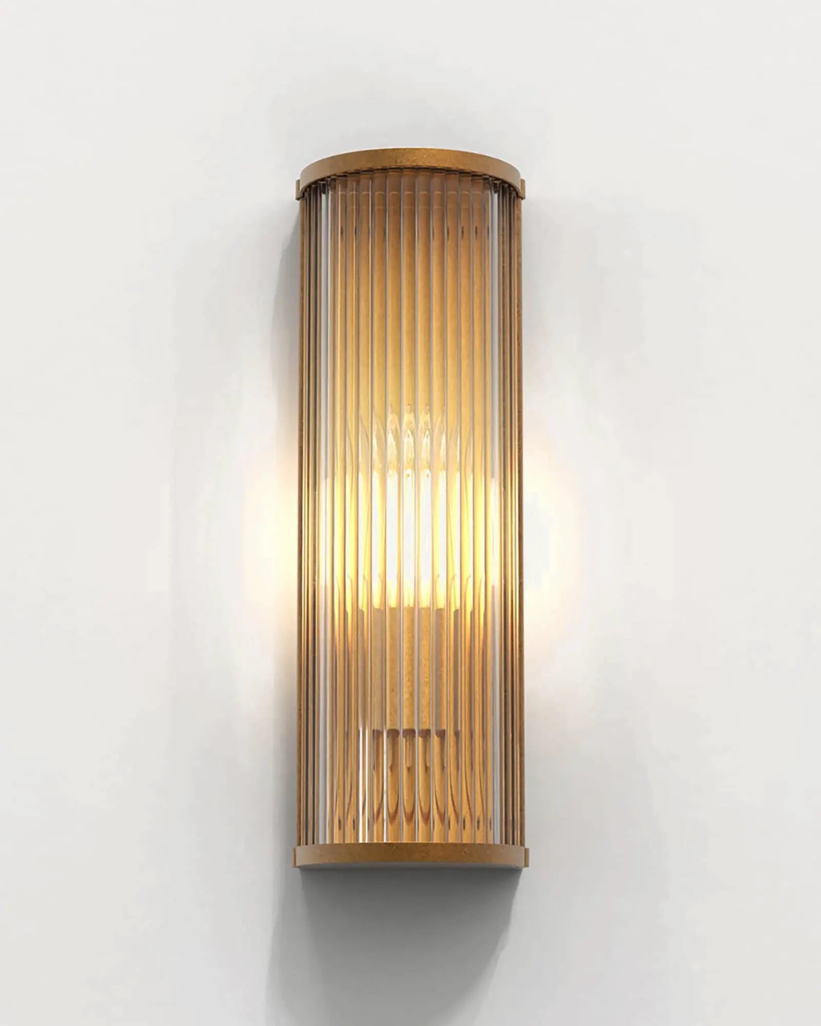 Avignon square wall light in small round brass