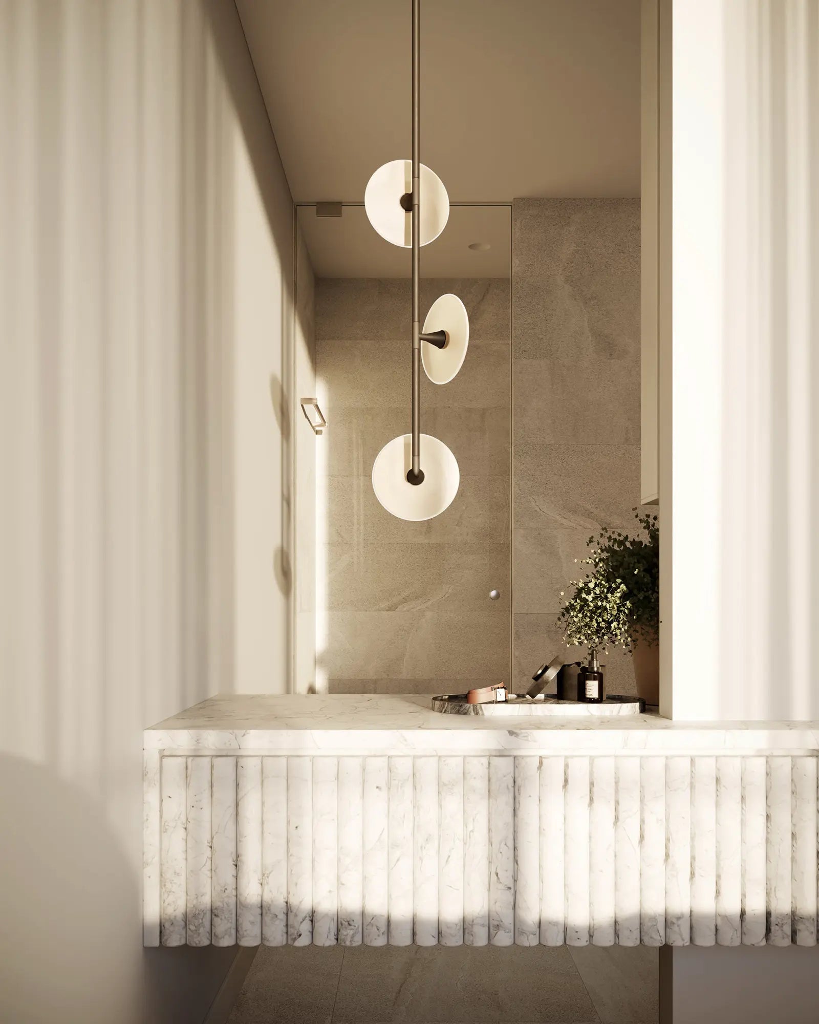 Coral Trio Pendant Light in a bathroom