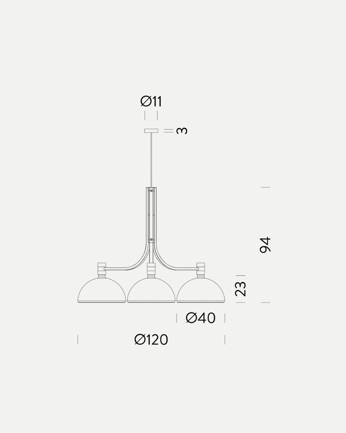 Albini AM/AS 3lt Pendant Light