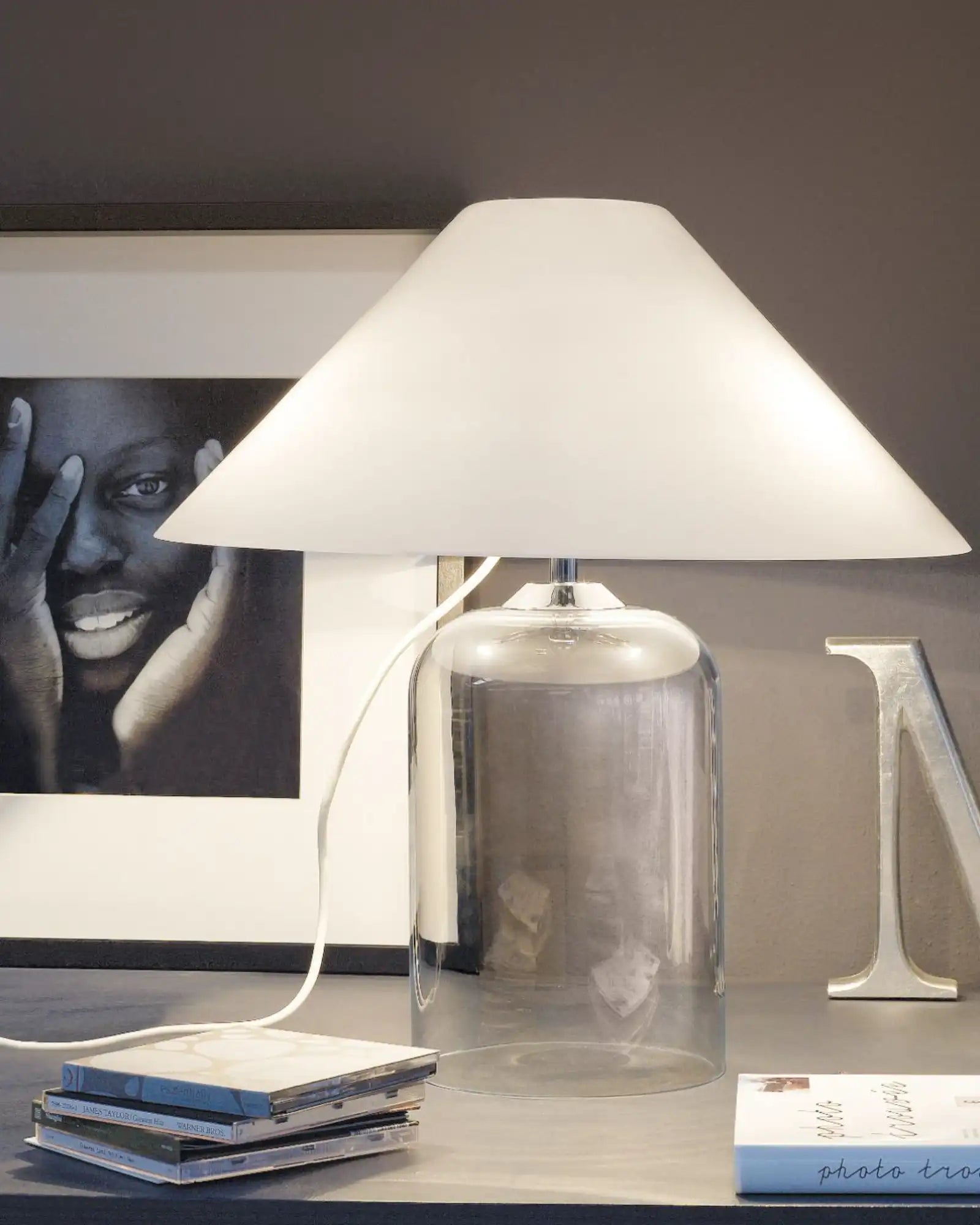 Alega Table Lamp by Vistosi Lighting featured within a contemporary home office | Nook Collections