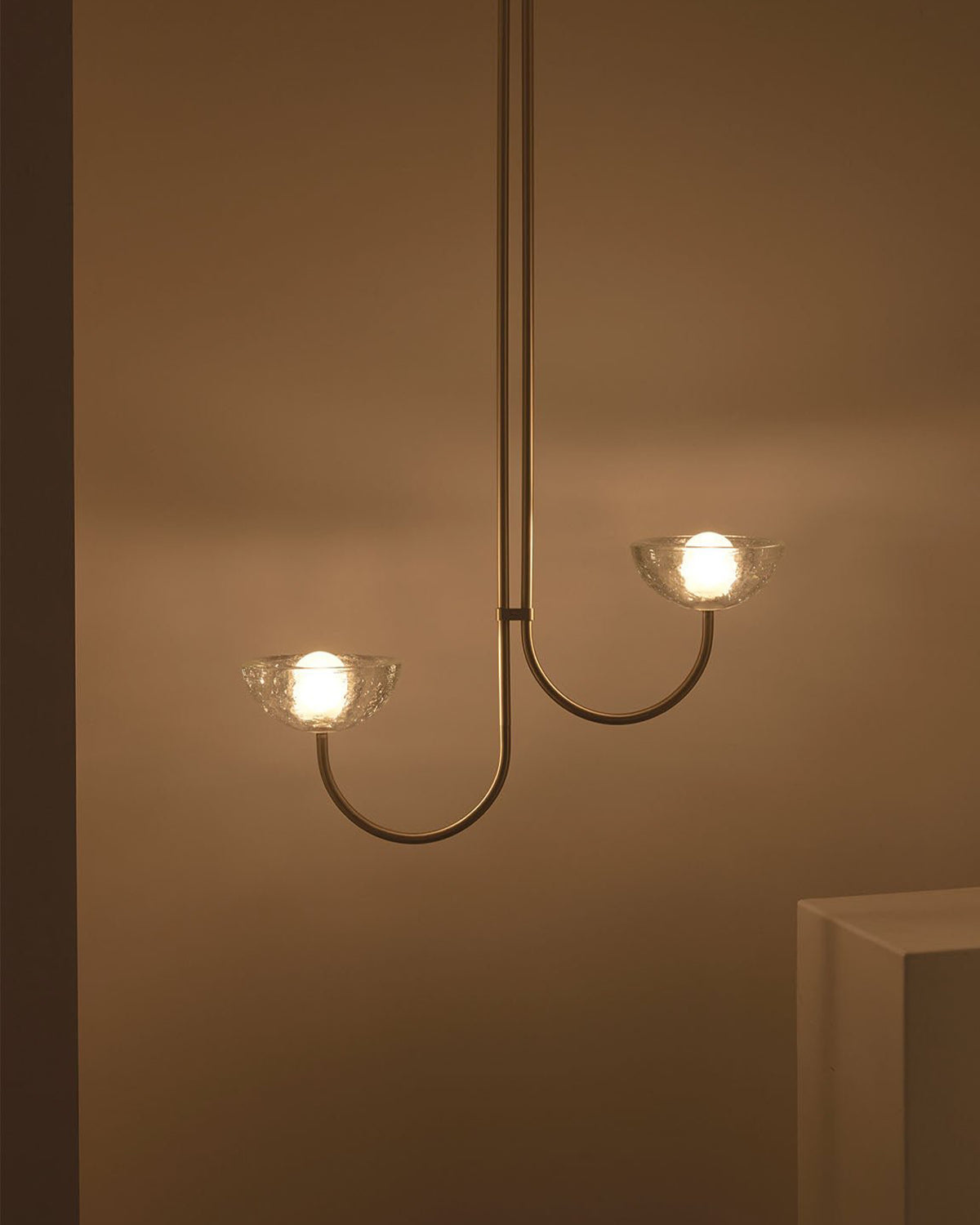 Aurelia Double Offset Pendant Light, Cast Glass