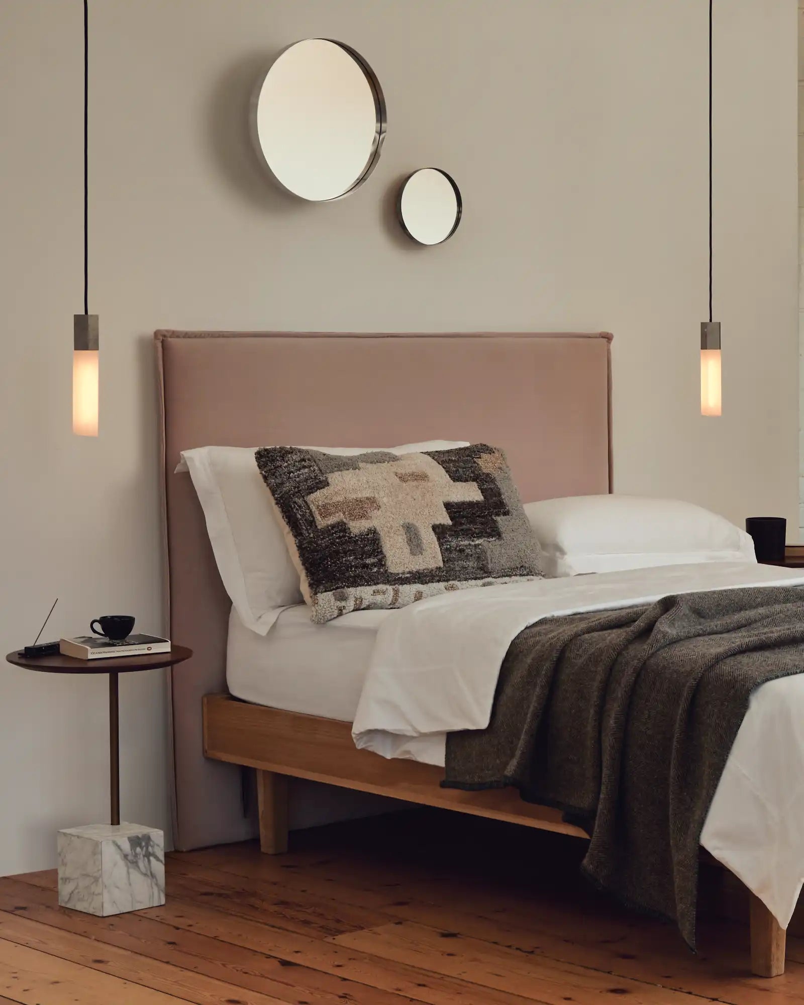 Basalt Pendant Light by Tala featured within a contemporary bedroom | Nook Collections