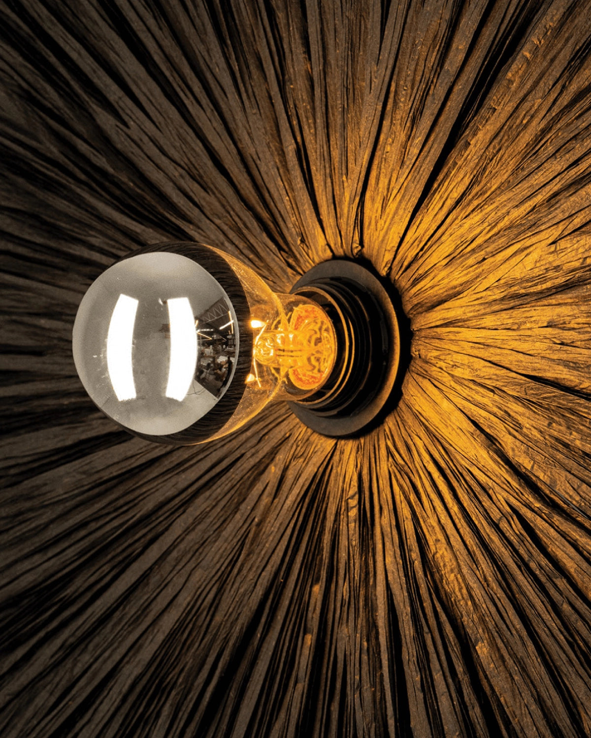 Black Rattan Wall Light