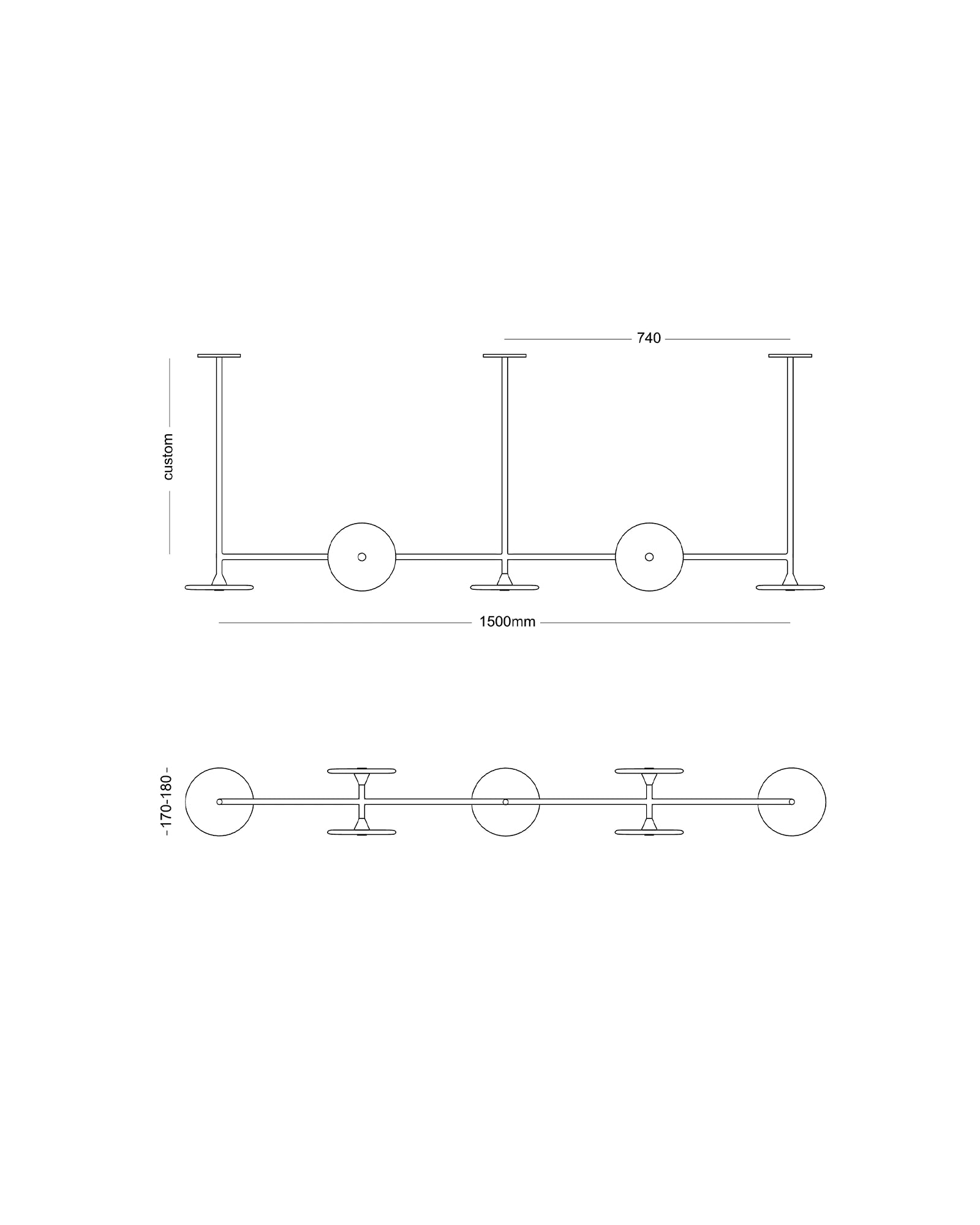 Coral Linear Rod 7lt Pendant Light