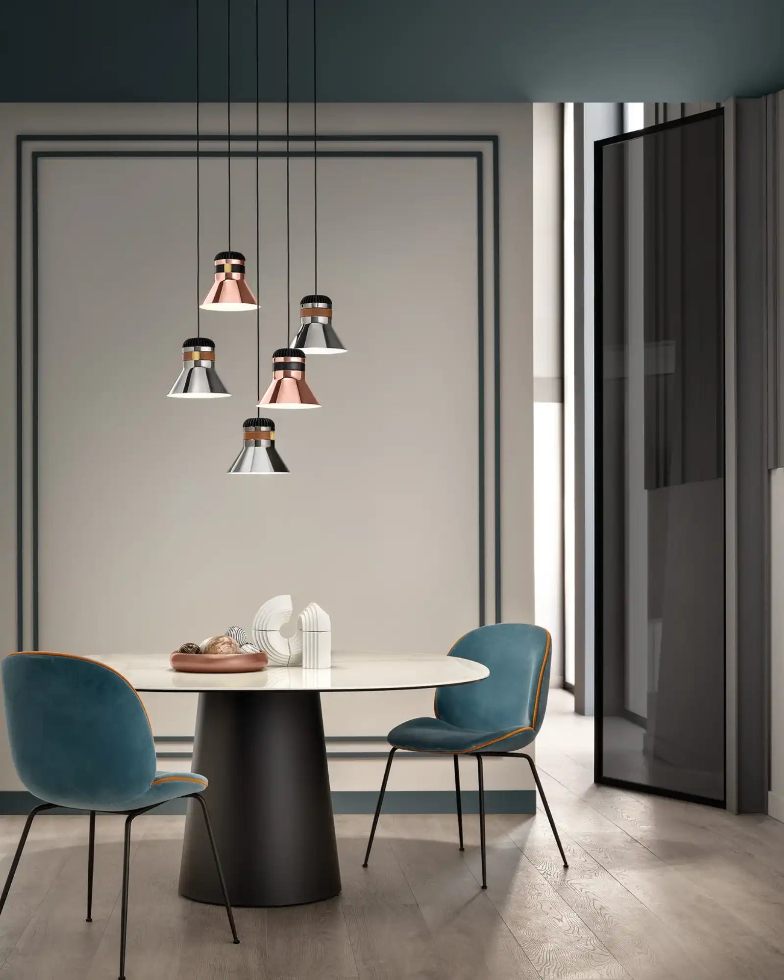 Cordea Pendant Light by Masiero Lighting featured within a modern dining room | Nook Collections