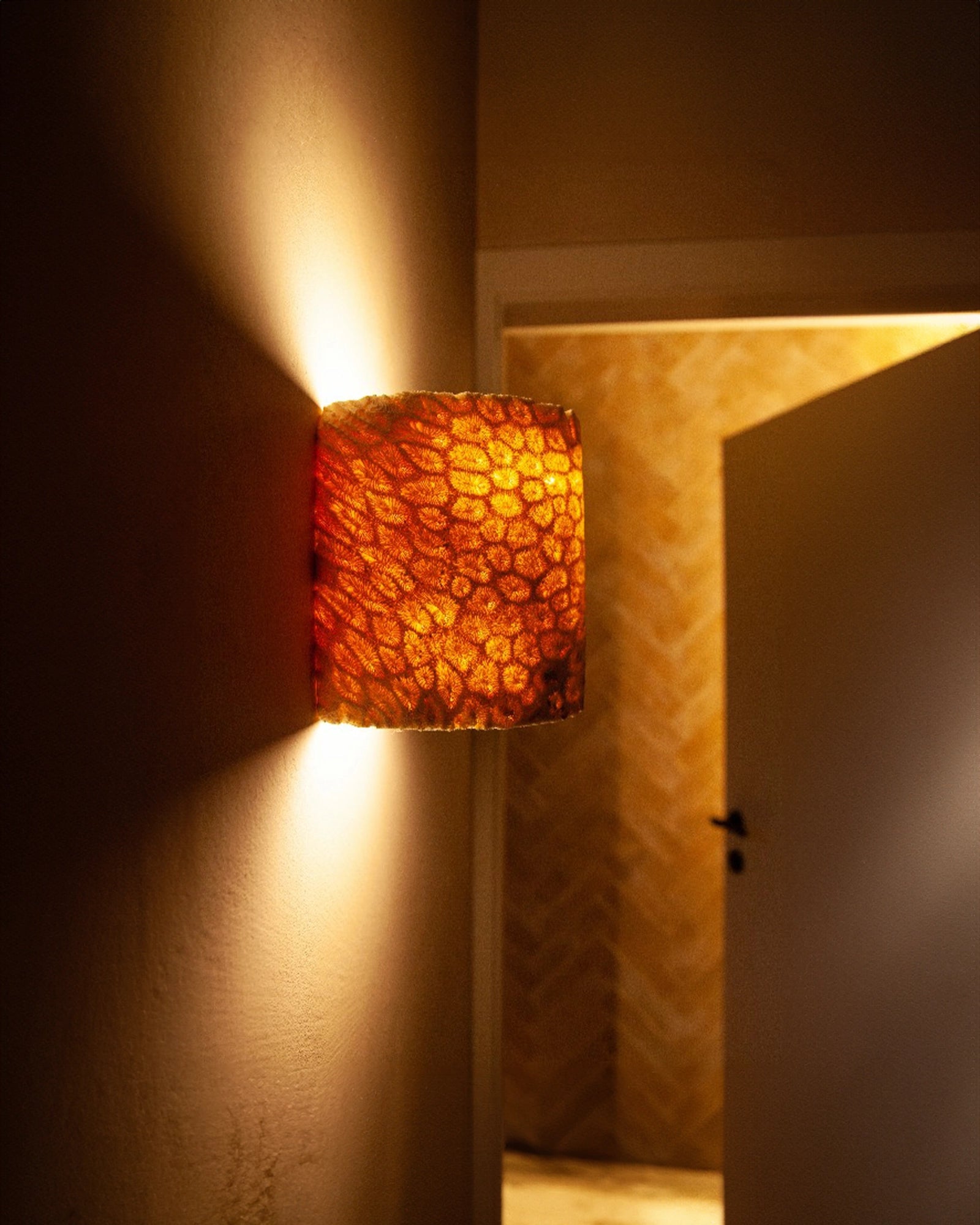 Fossil Coral Tube Flush Wall Light