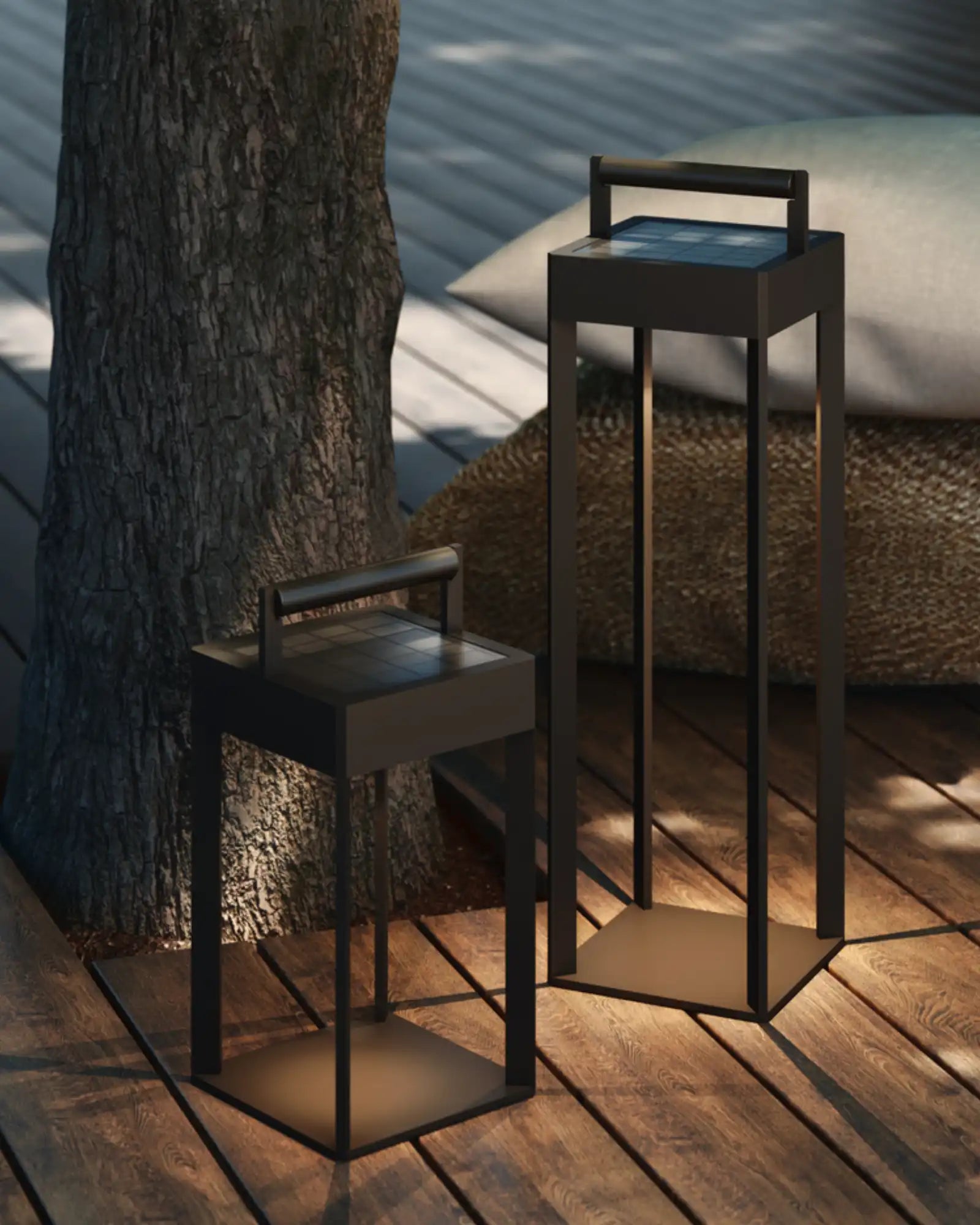 Kuro Portable Table Lamp by Astro Lighting featured in a balcony | Nook Collections