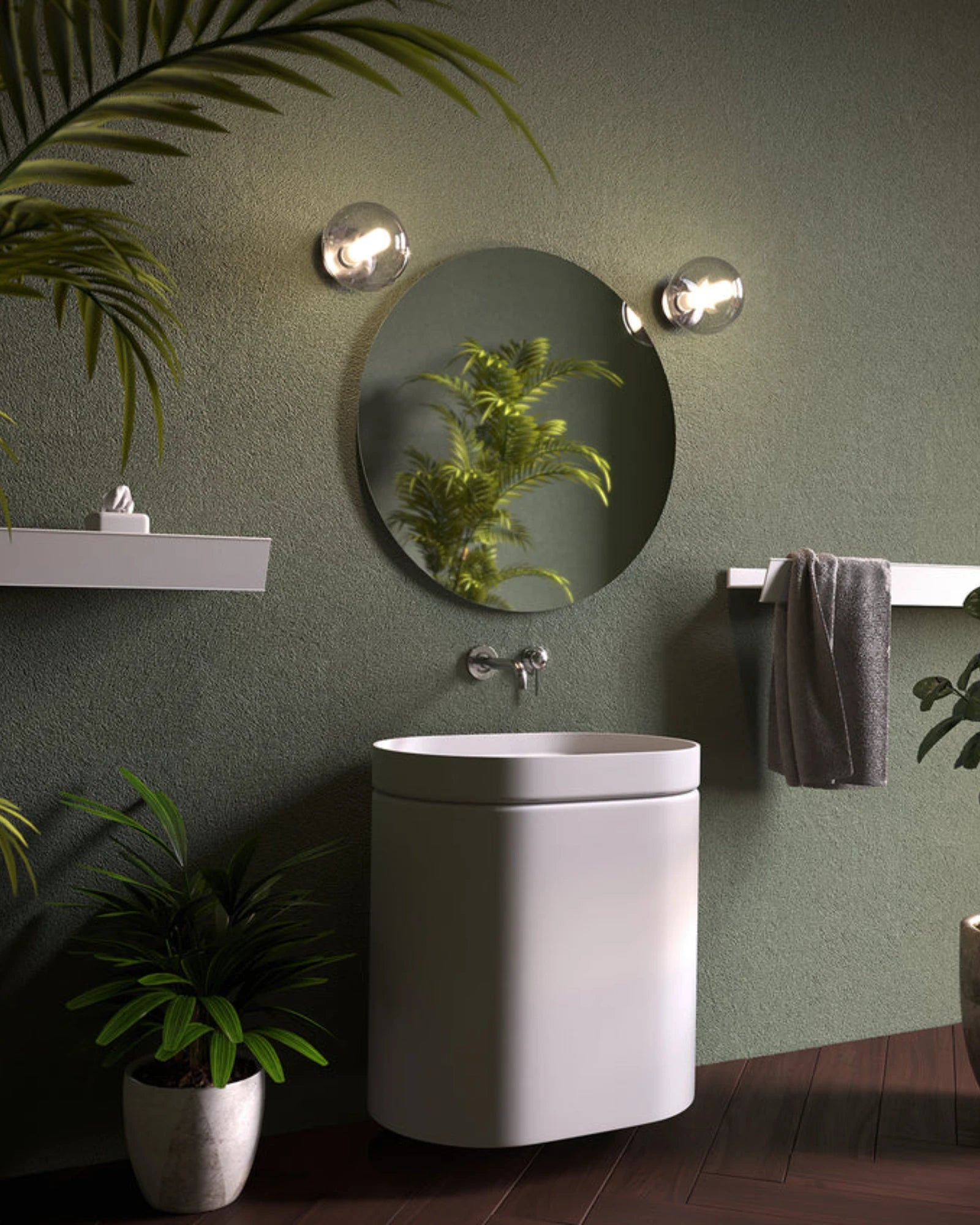 Mirea Wall Light by Cangini & Tucci featured within a contemporary bathroom | Nook Collections