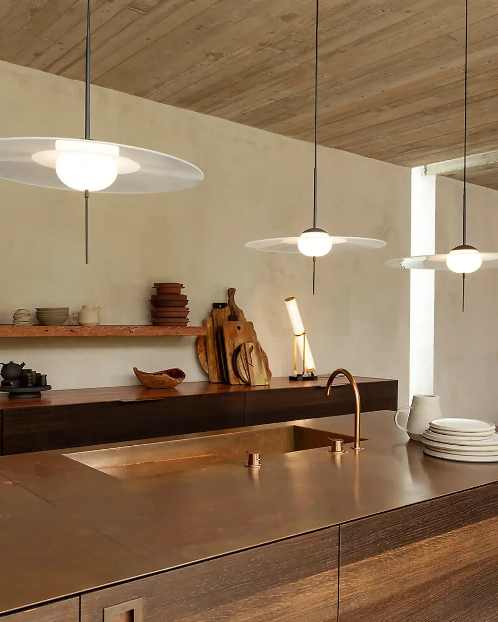 Mono Pendant Light by DCW Editions featured within a contemporary contemporary kitchen | Nook Collections