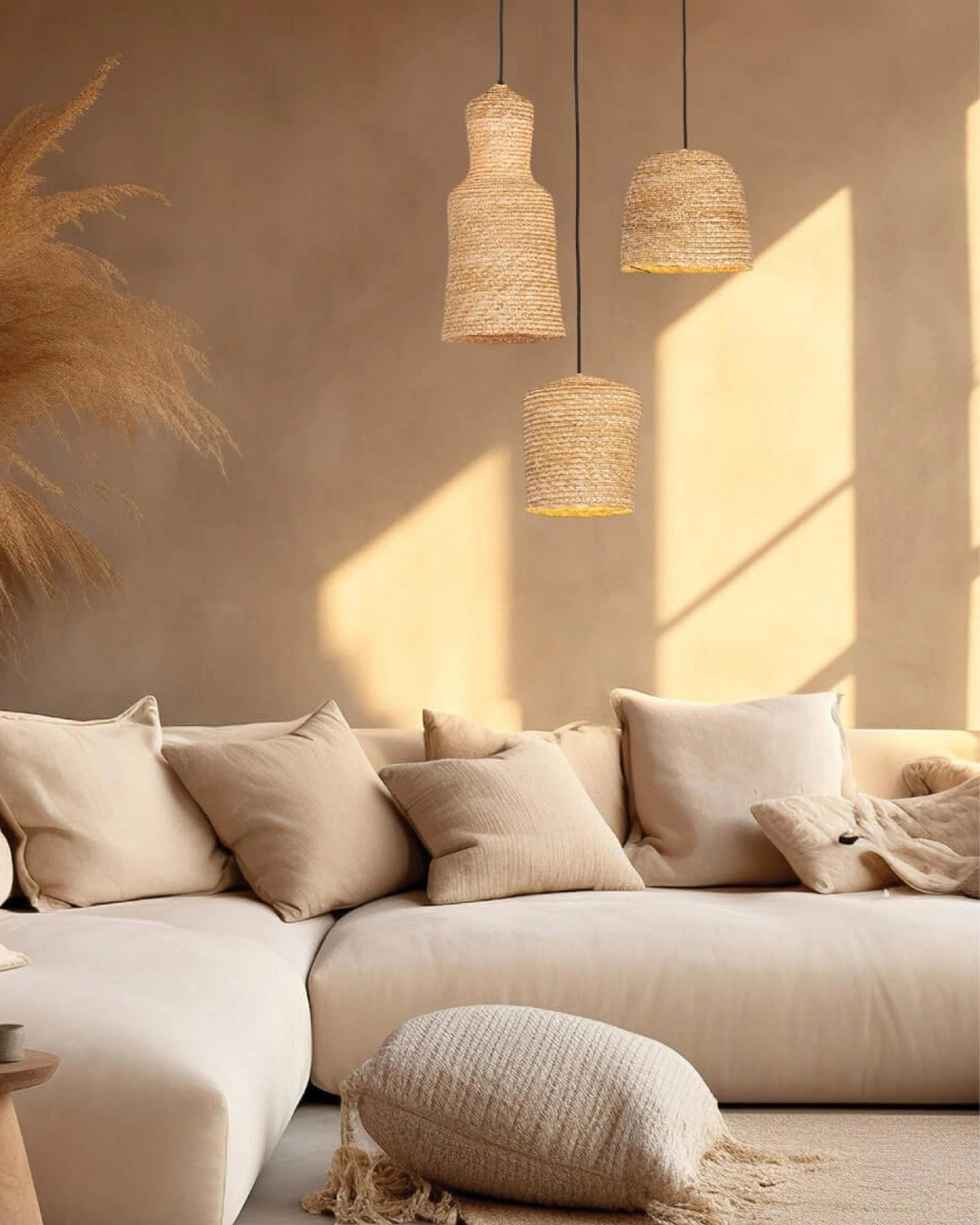 Natural Braided Wheat Pendant Light