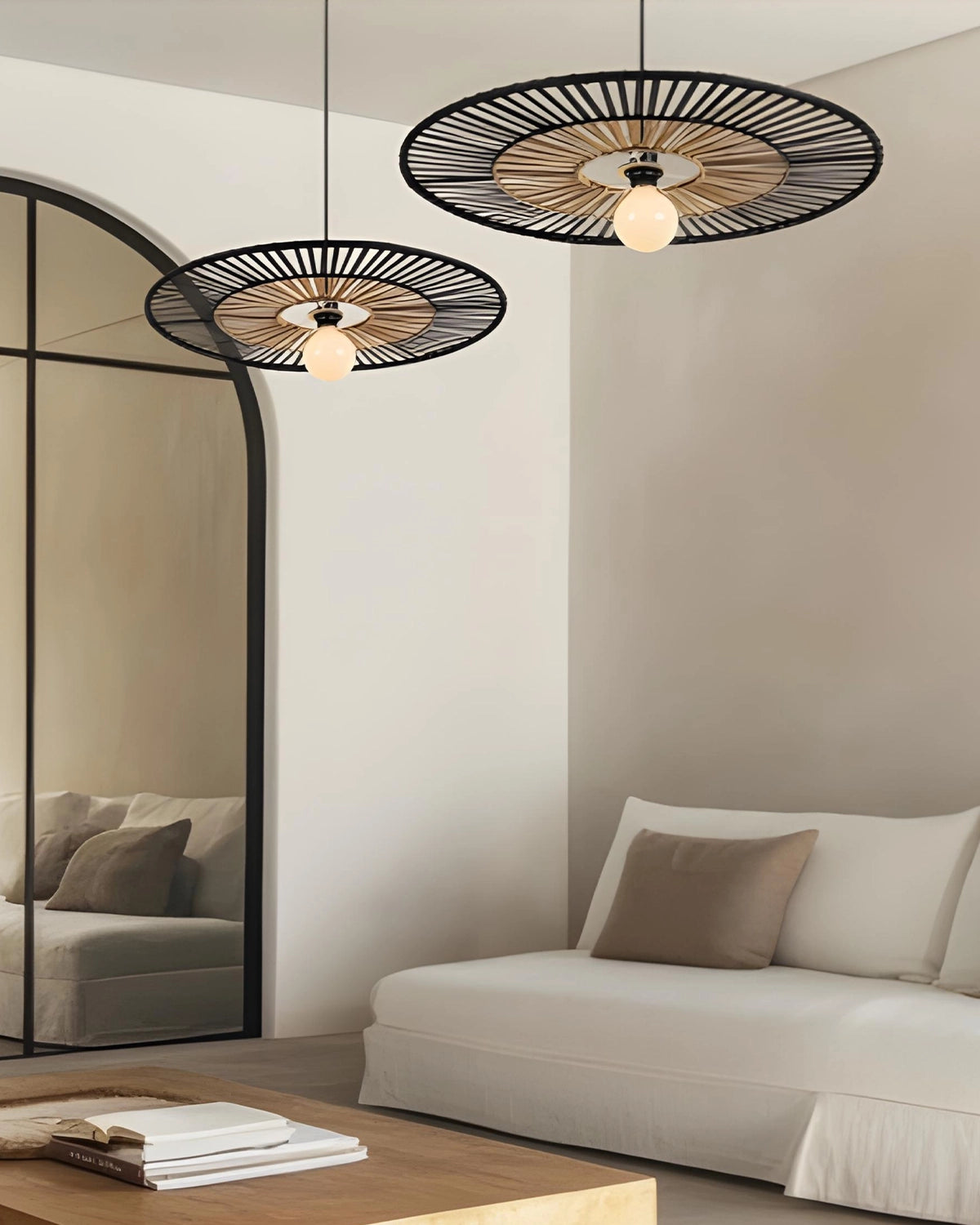 Natural Bamboo Pendant Light - Black