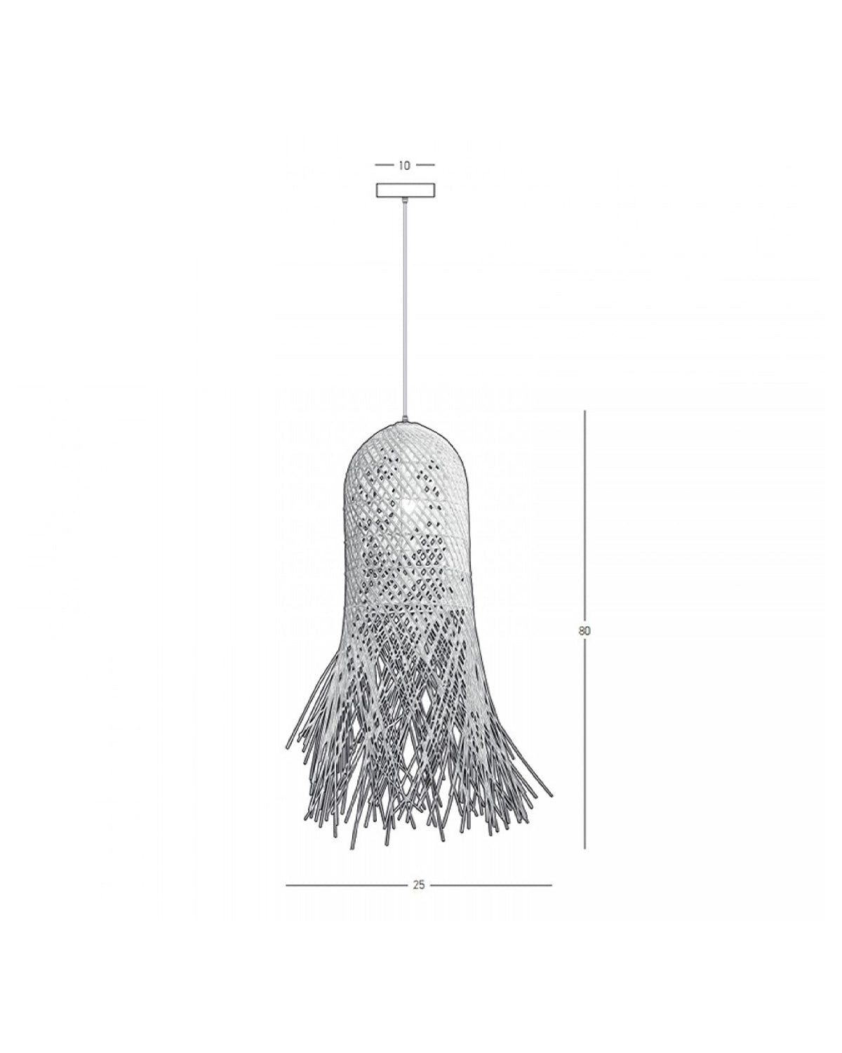 Natural Rattan Pendant Light - Fringed Dome