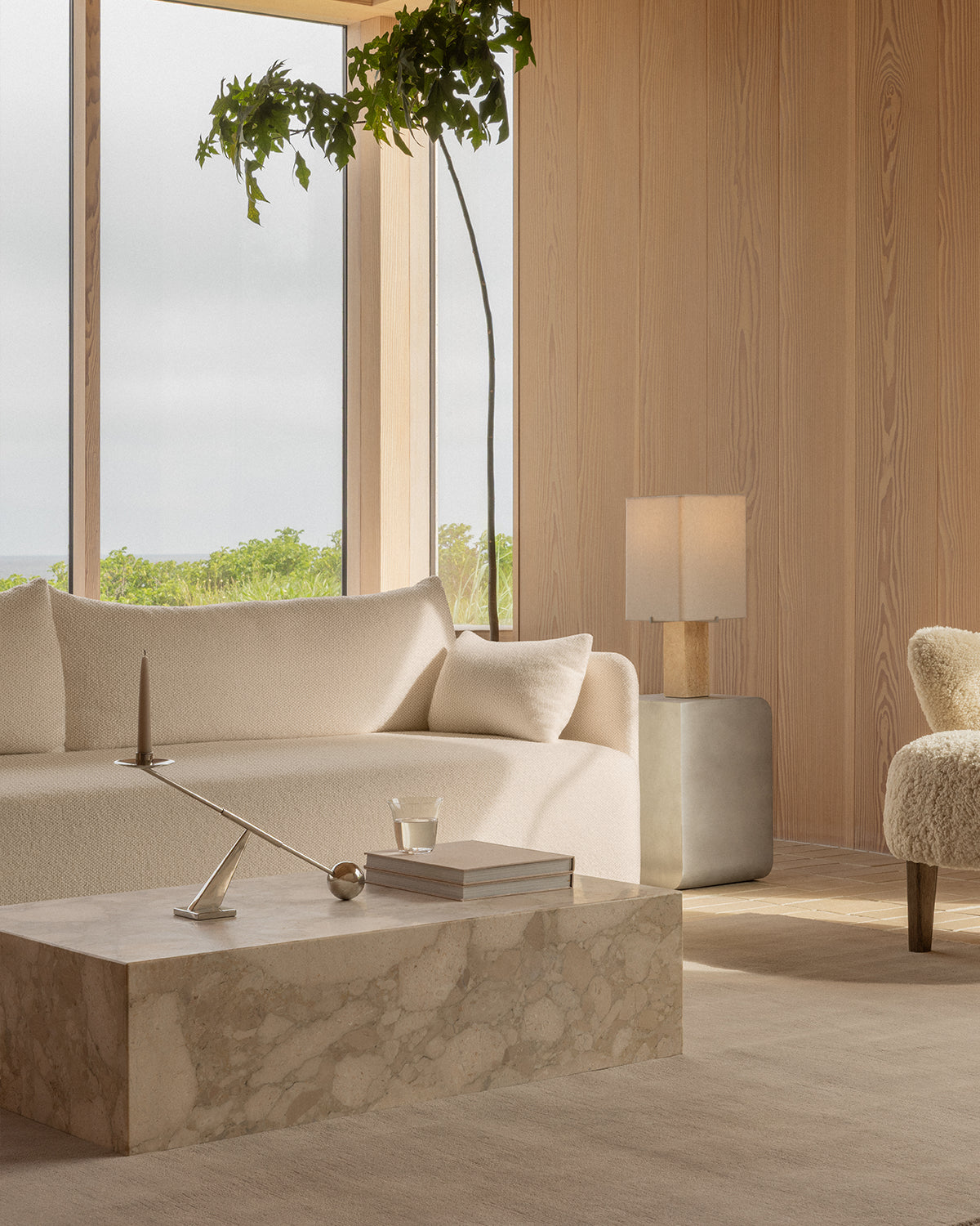 Nonna Travertine Table Lamp