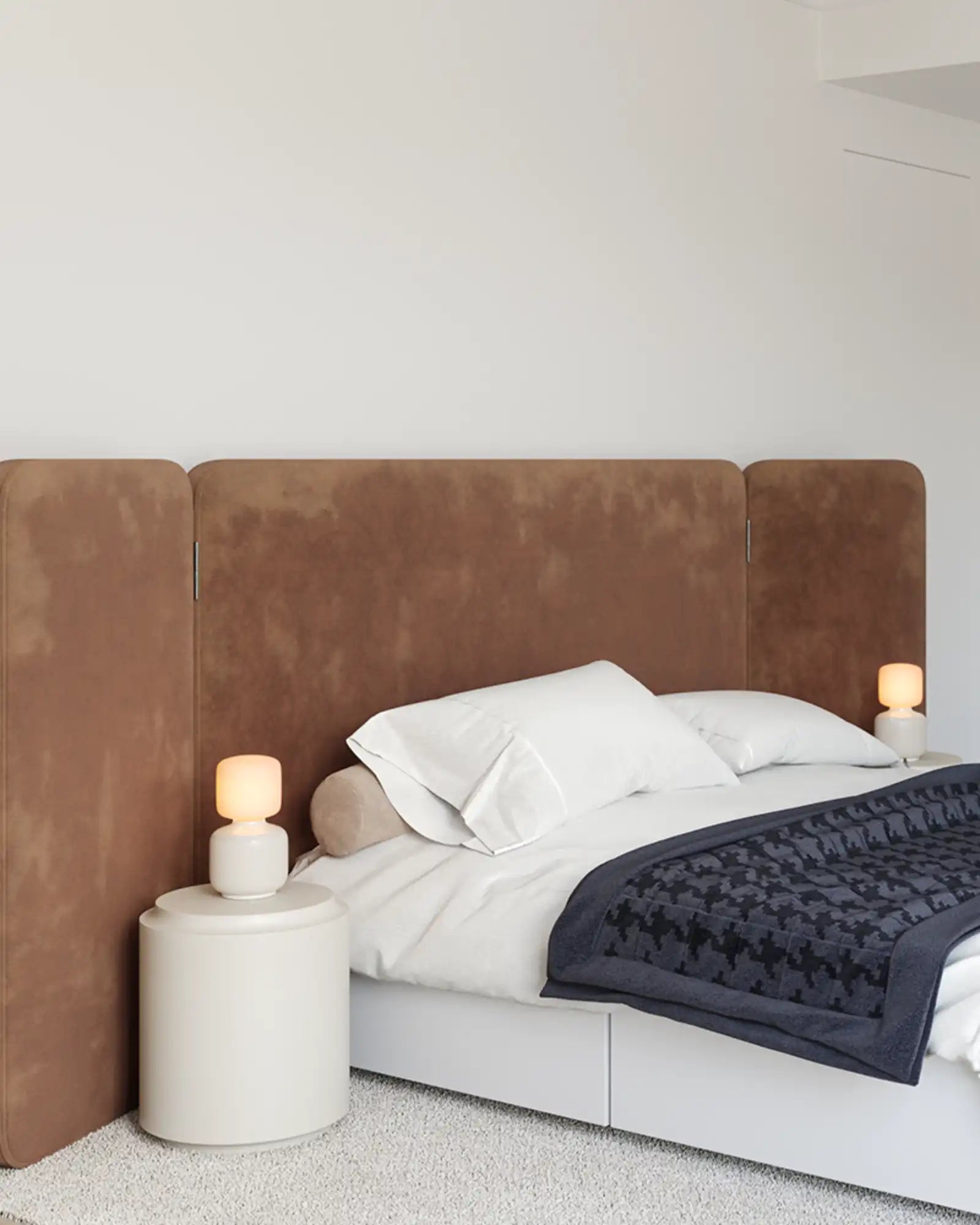 Oblo Reflection Table Lamp by Tala featured within a contemporary bedroom | Nook Collections