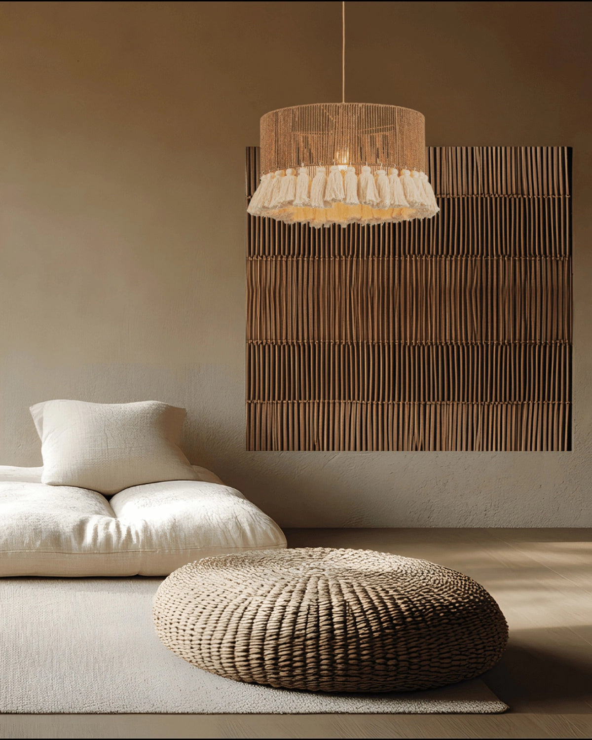 Paper Rope Pendant Light - Brown Beige