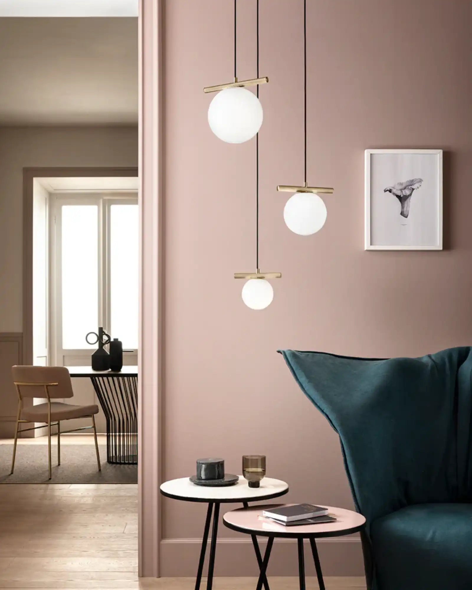 Posy Pendant Light by Masiero Lighting featured within a contemporary living room | Nook Collections