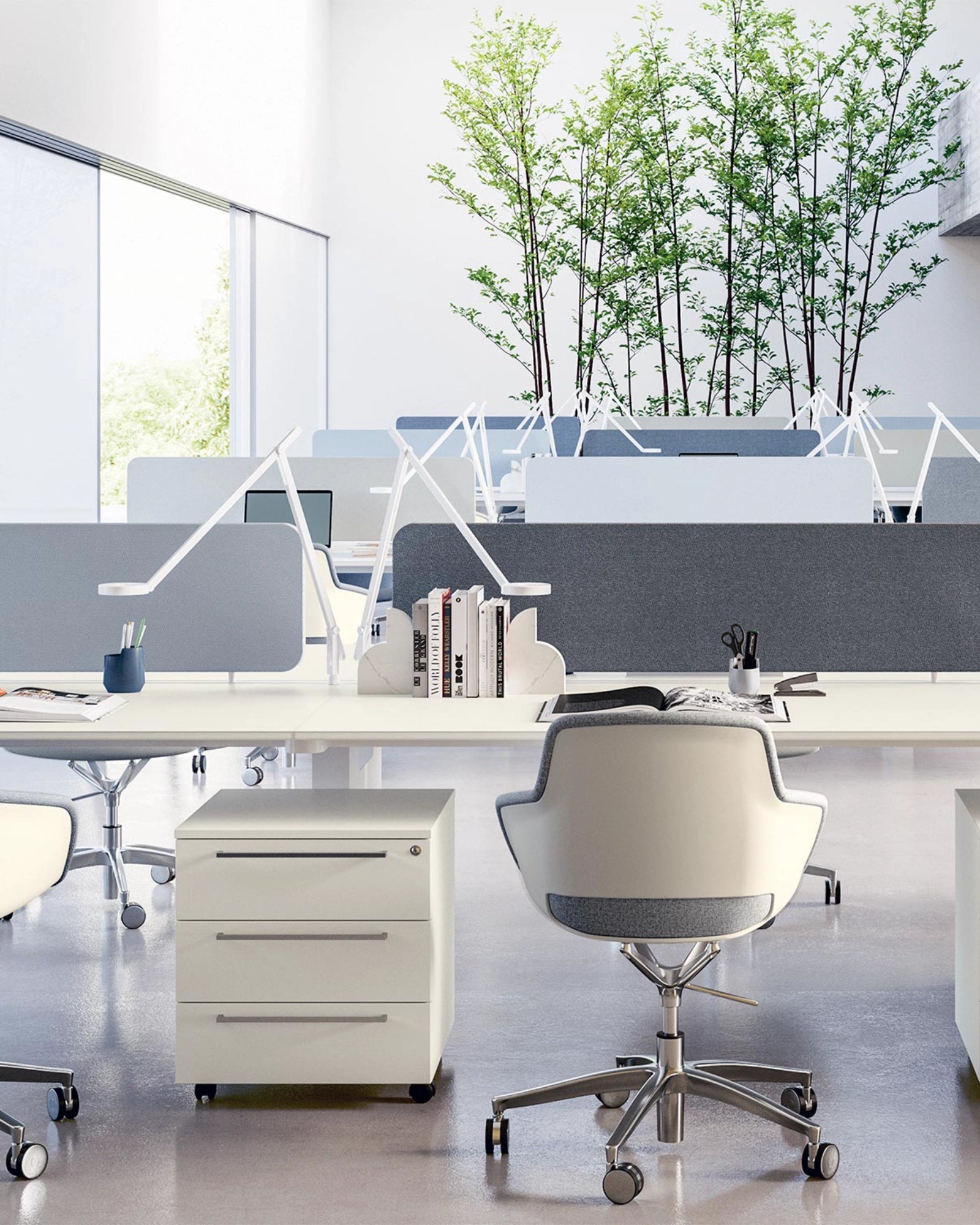 String T1 Table Lamp by Rotaliana featured in a modern contemporary workspace | Nook Collections
