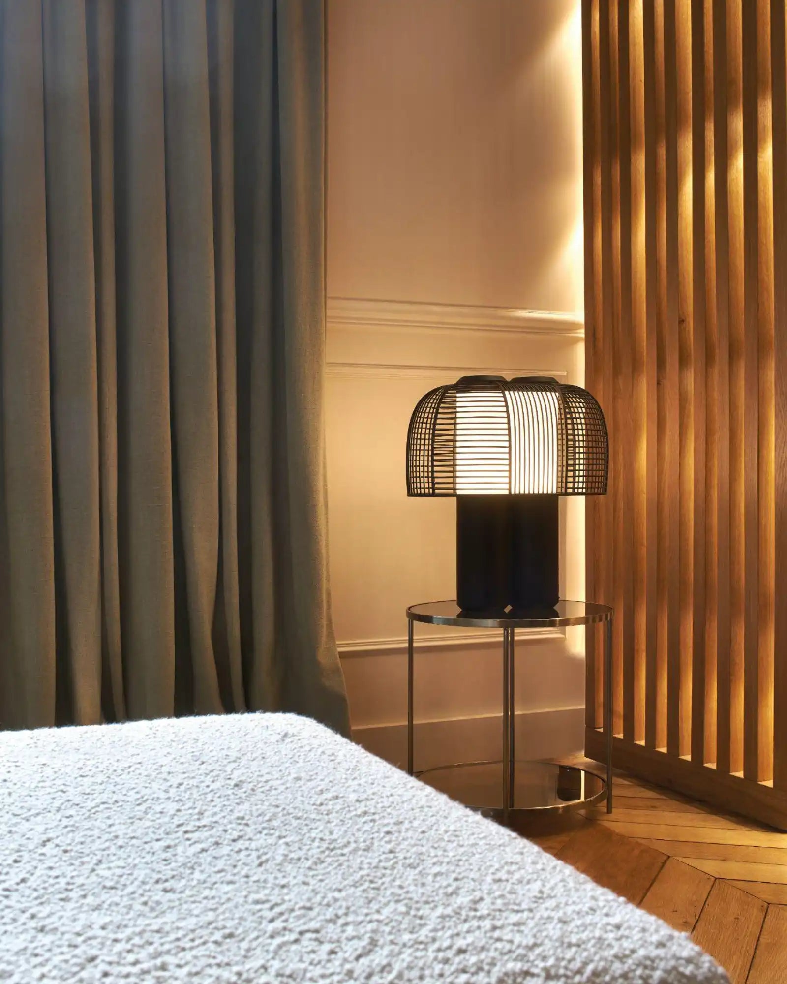 Yasuke Table Lamp by DCW Editions featured within a contemporary bedroom | Nook Collections
