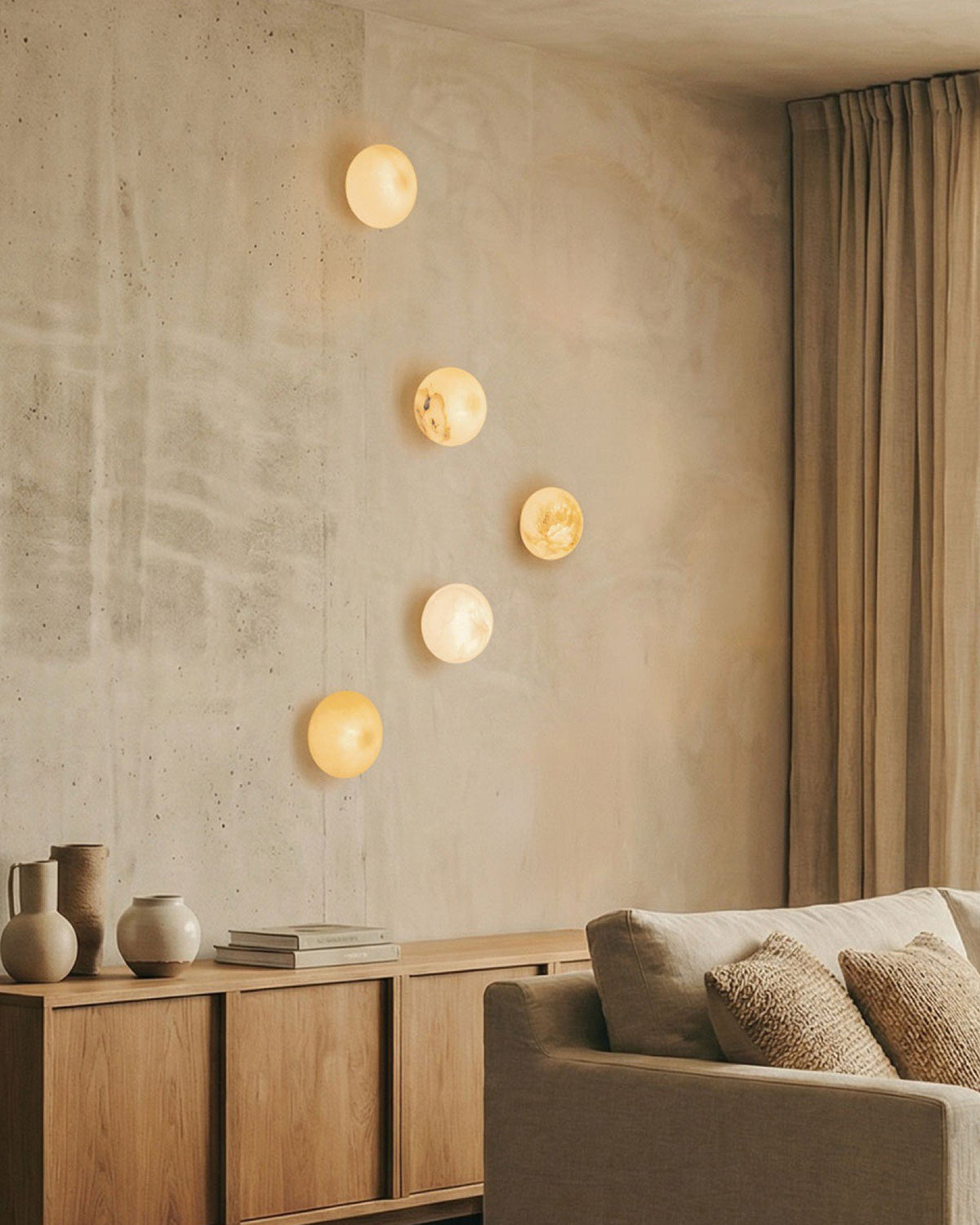 Sol Tobacco Alabaster Wall Light