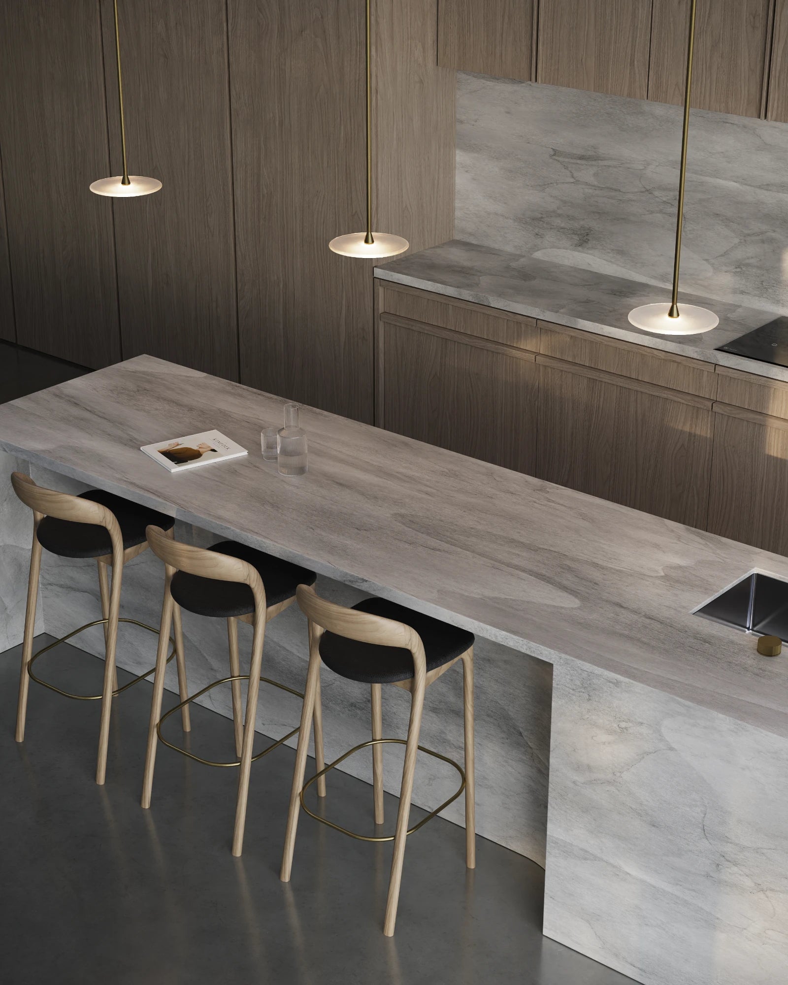Coral Rod Pendant Light in a contemporary kitchen | Kitchen Lighting Soktas Lighting | Nook Collections