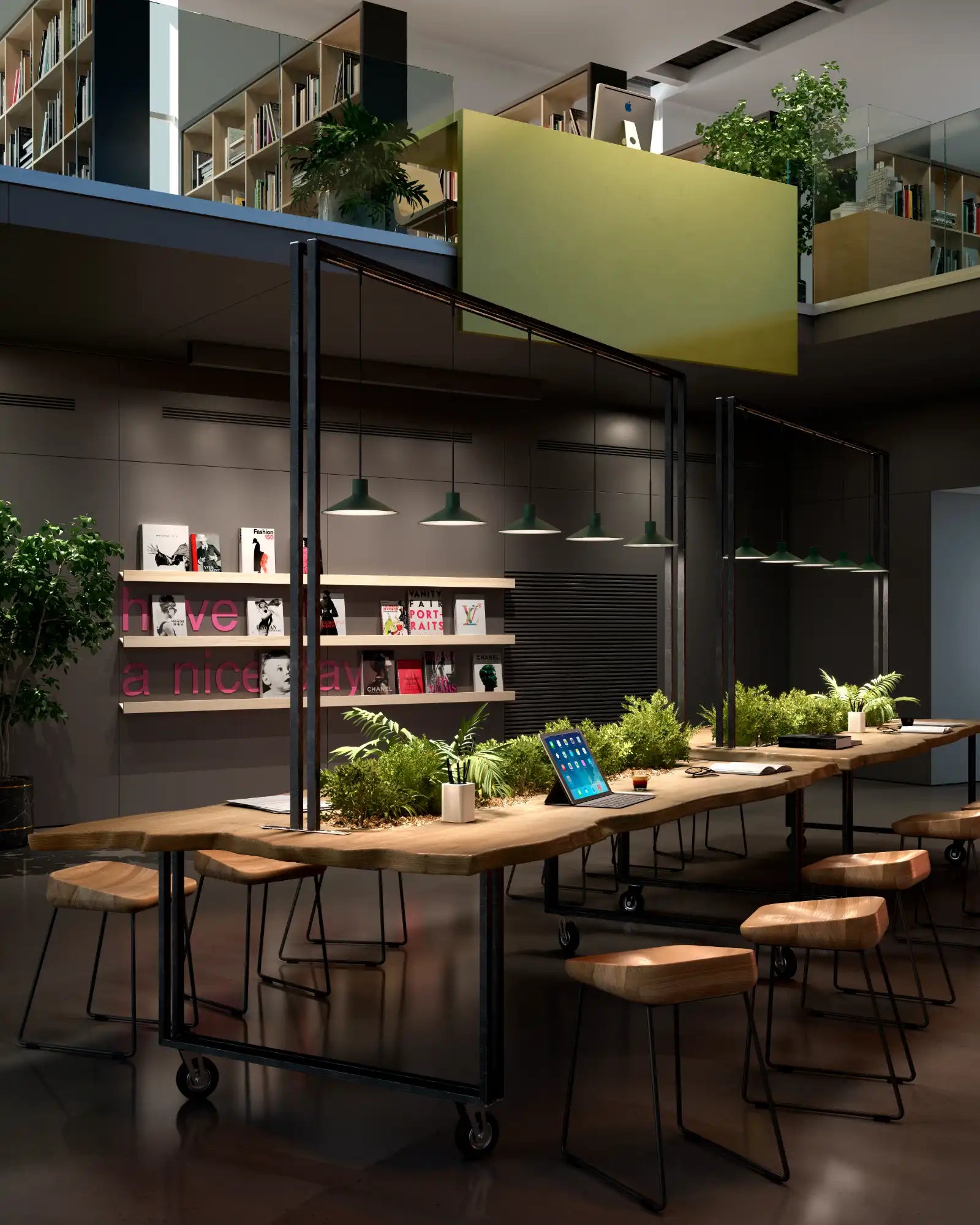 Platet contemporary pendant light cluster in a office