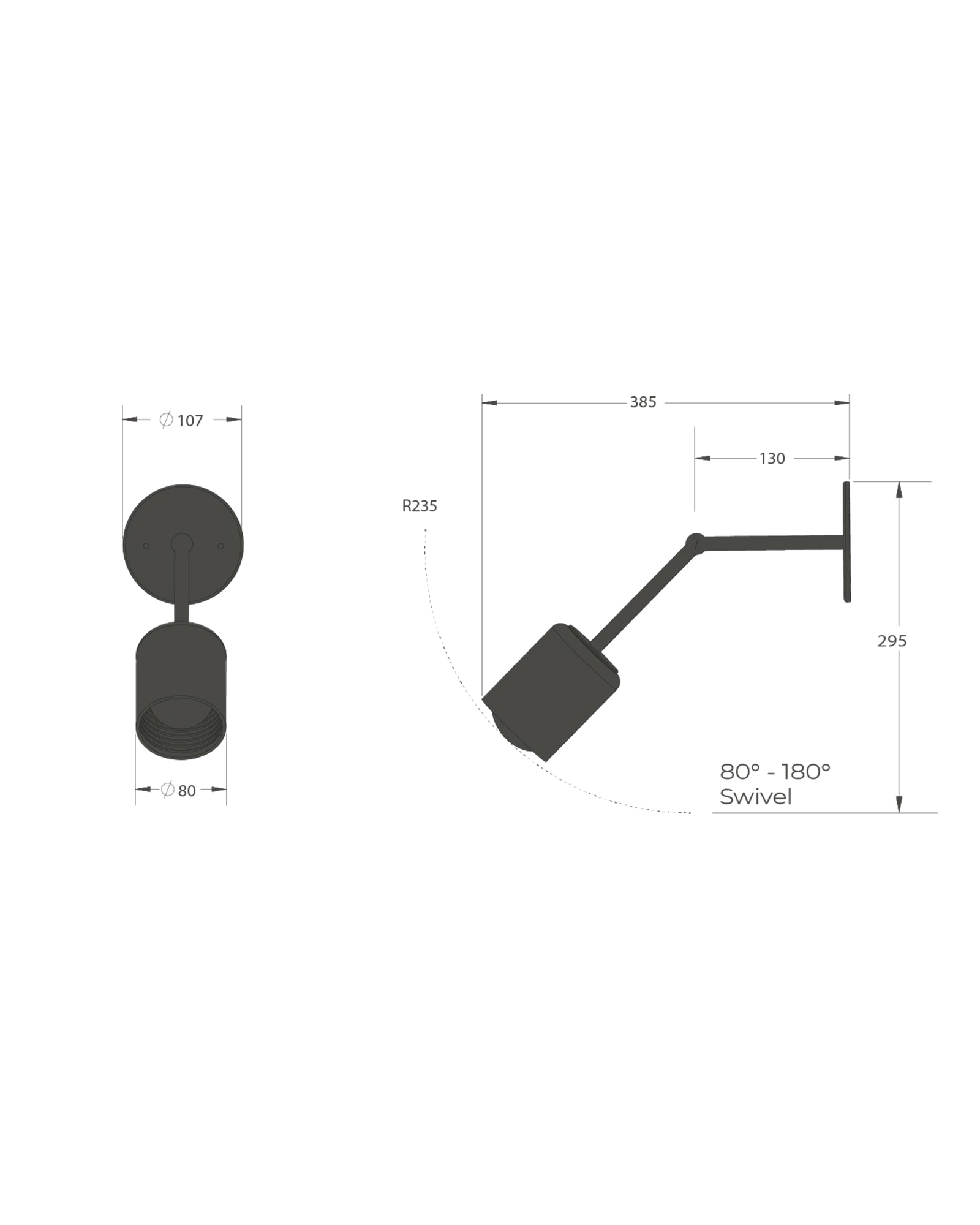 Terra 1 Long Arm Wall Light