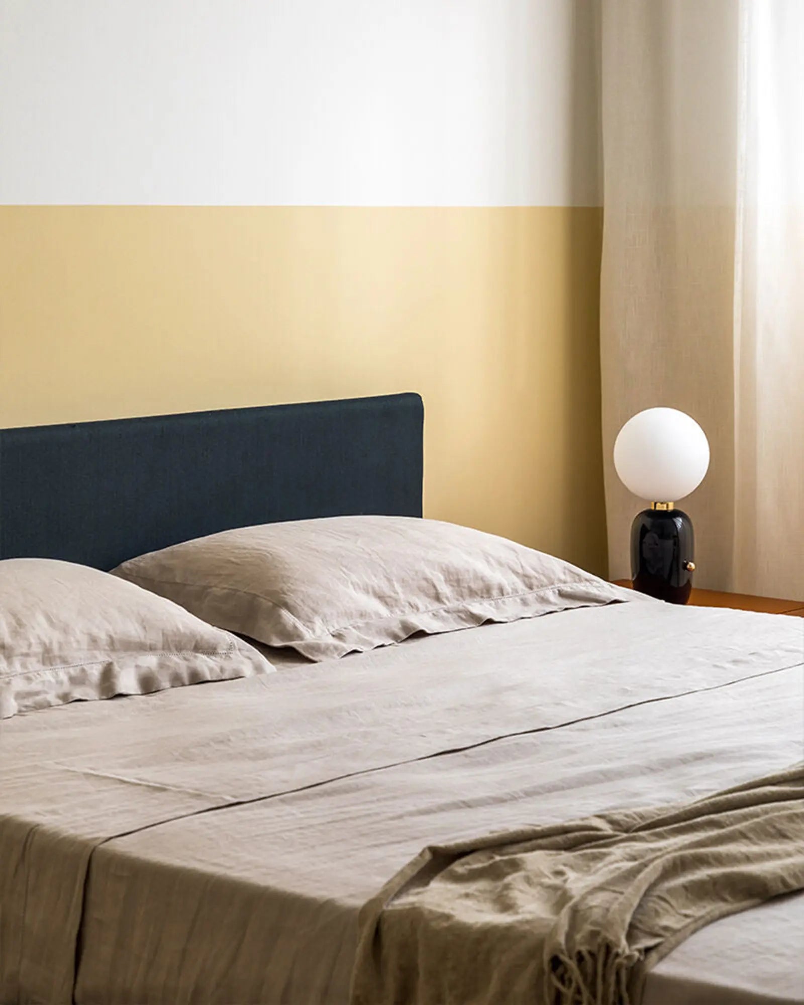 Aballs Table lamp orb blown glass shade and ceramic body bed side