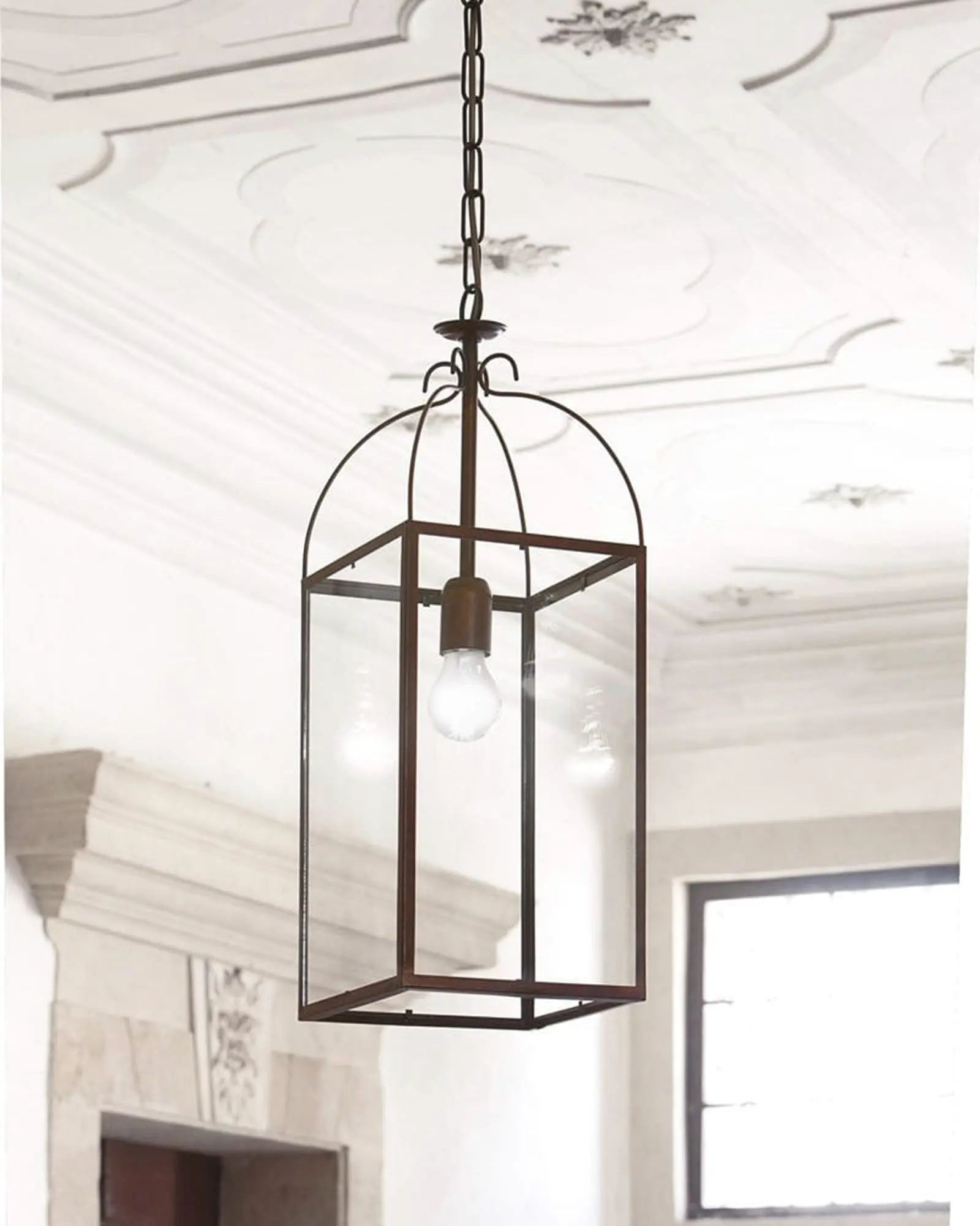 Aida metal and glass classic chain link pendant light