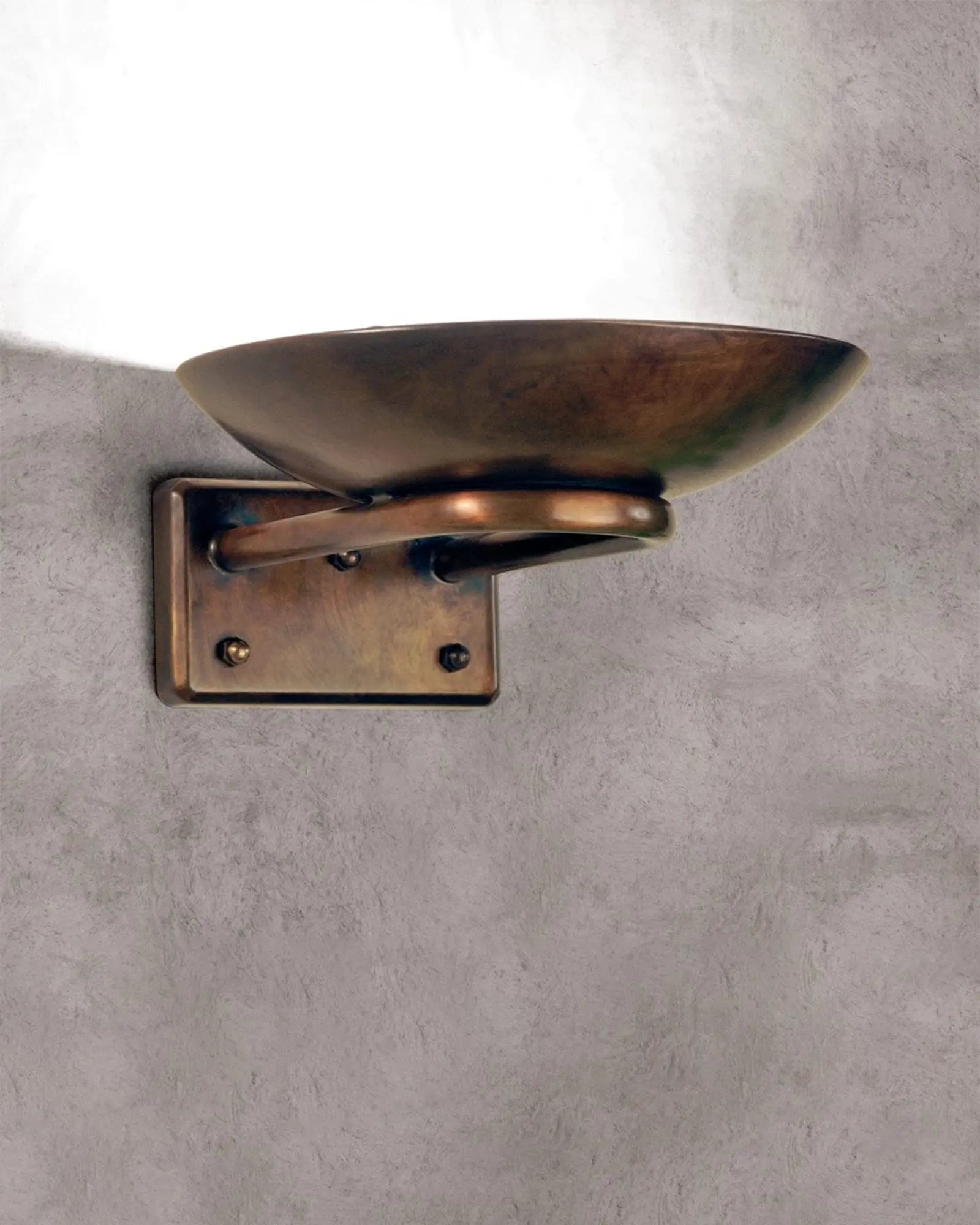 Allegro Italian industrial brass wall light on concrete wall