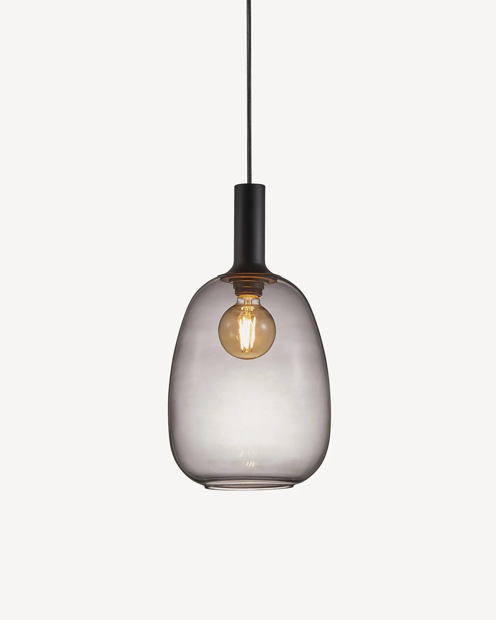Alton Scandinavian Pendant light in blown glass 23 smoke and black