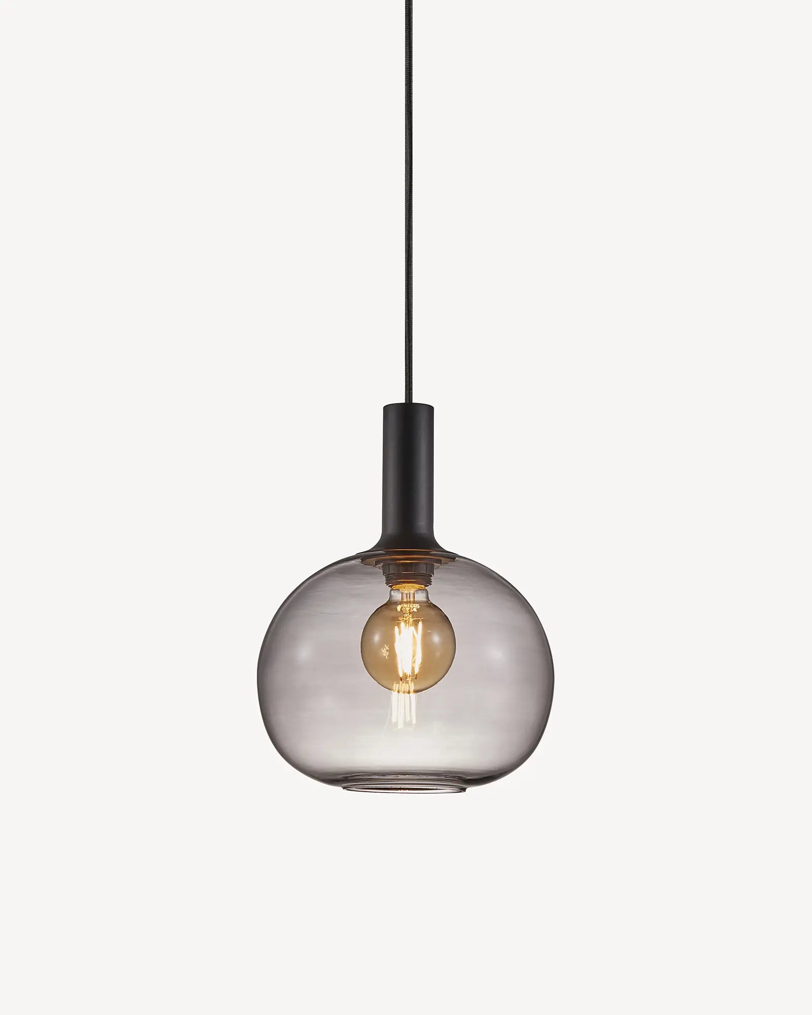 Alton Scandinavian Pendant light in blown glass 25 smoke and black