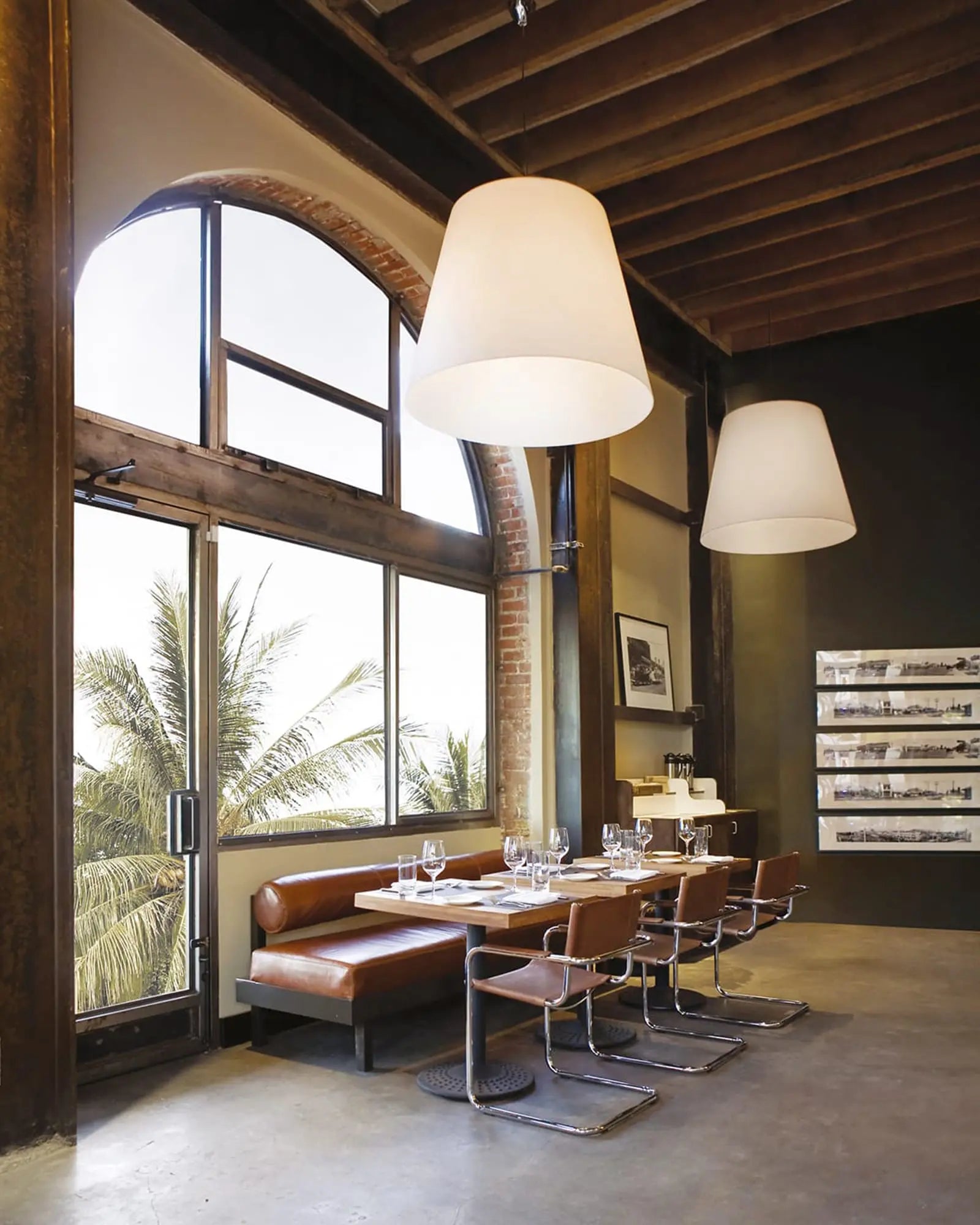 Amax Iconing Pendant light etched glass over a dining table