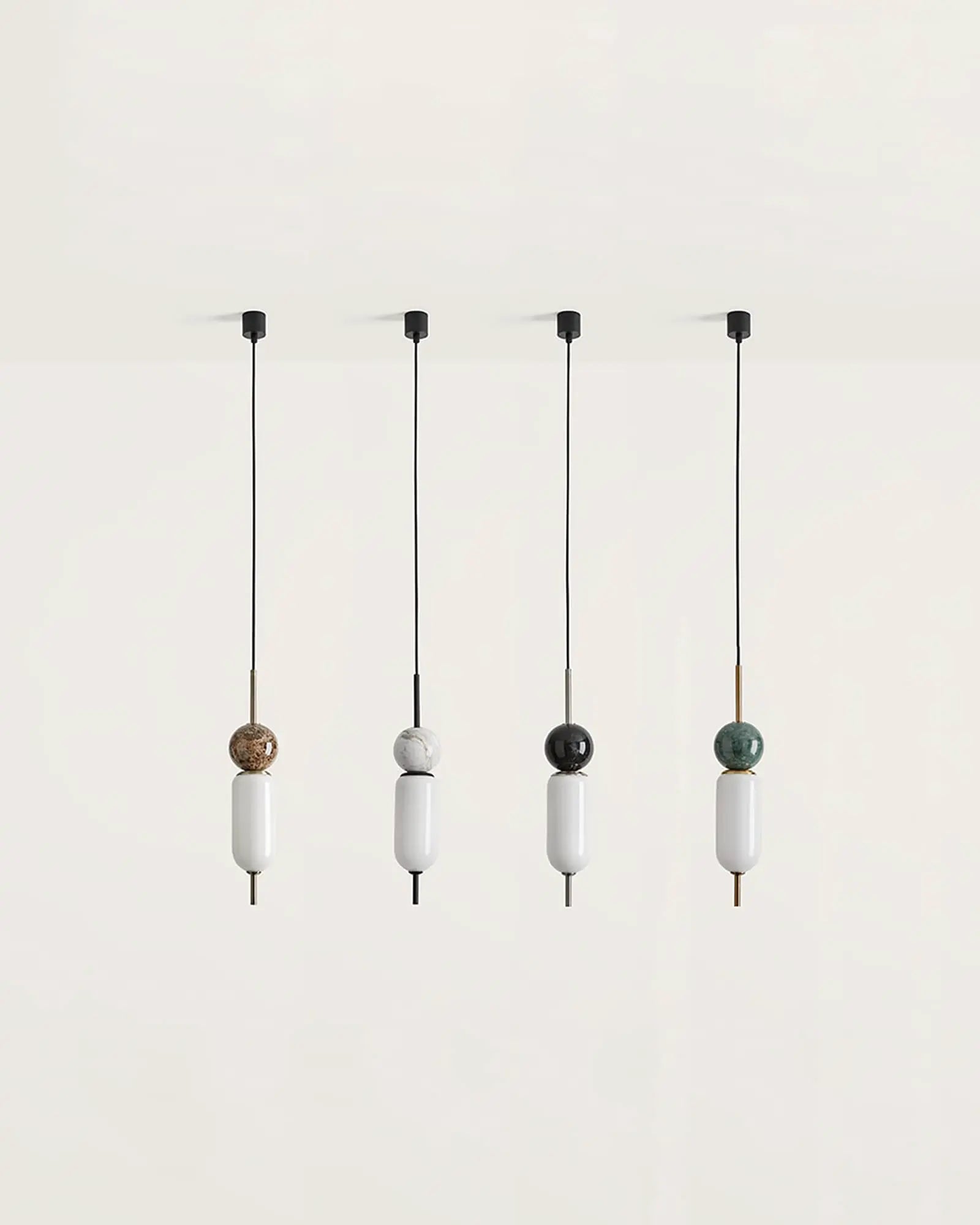 Anet Pendant opal glass and marble sphere contemporary