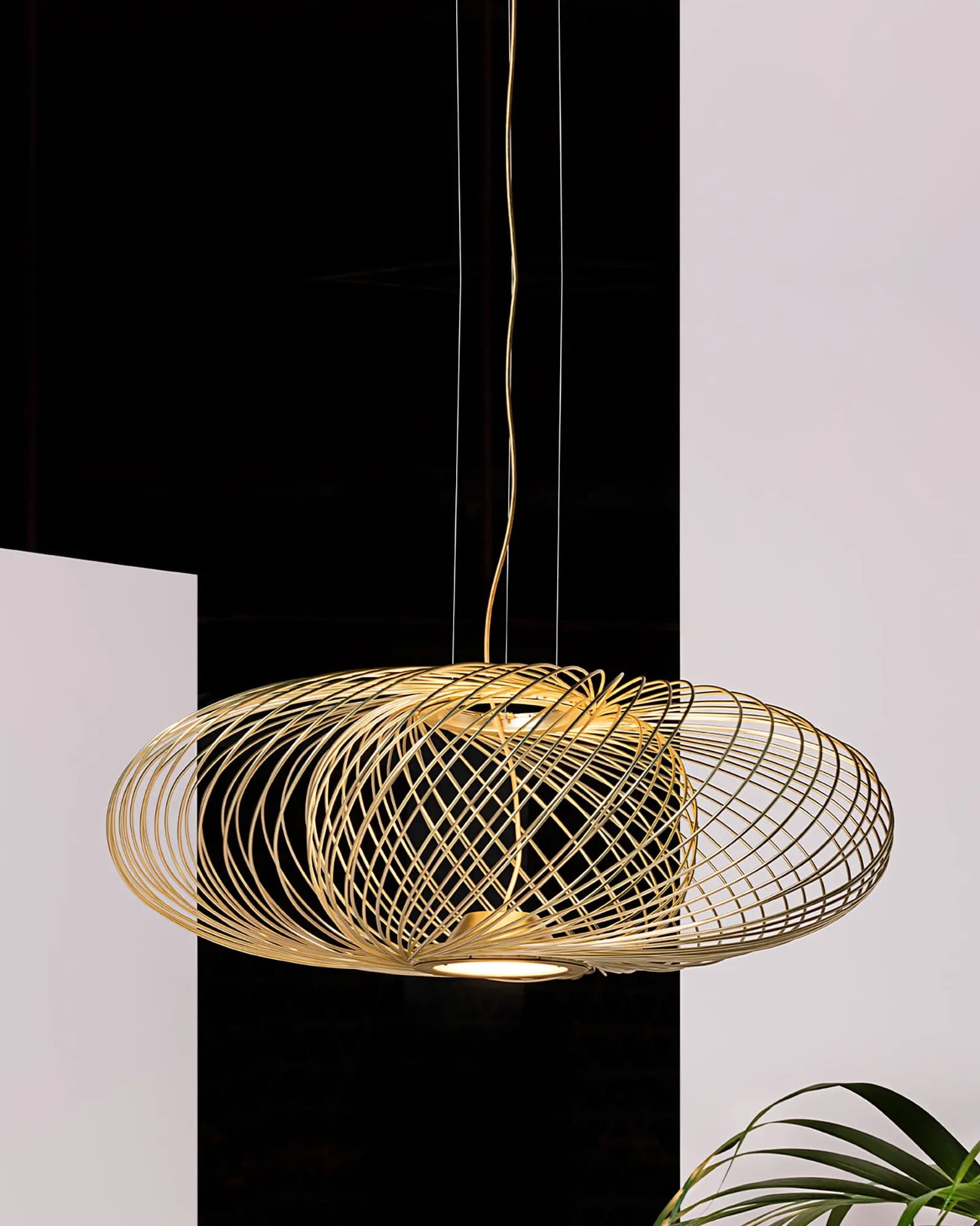 Anwar 30 modern pendant light in matte golden close up