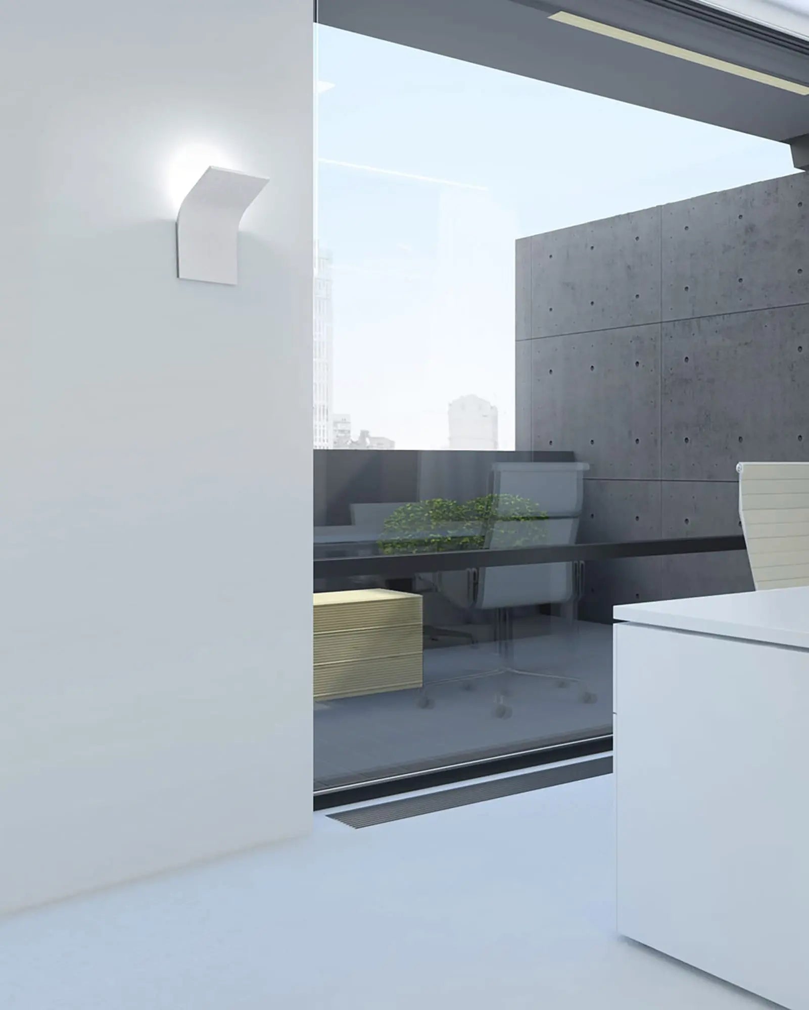 App wall light contemporary minimal medium white in an office