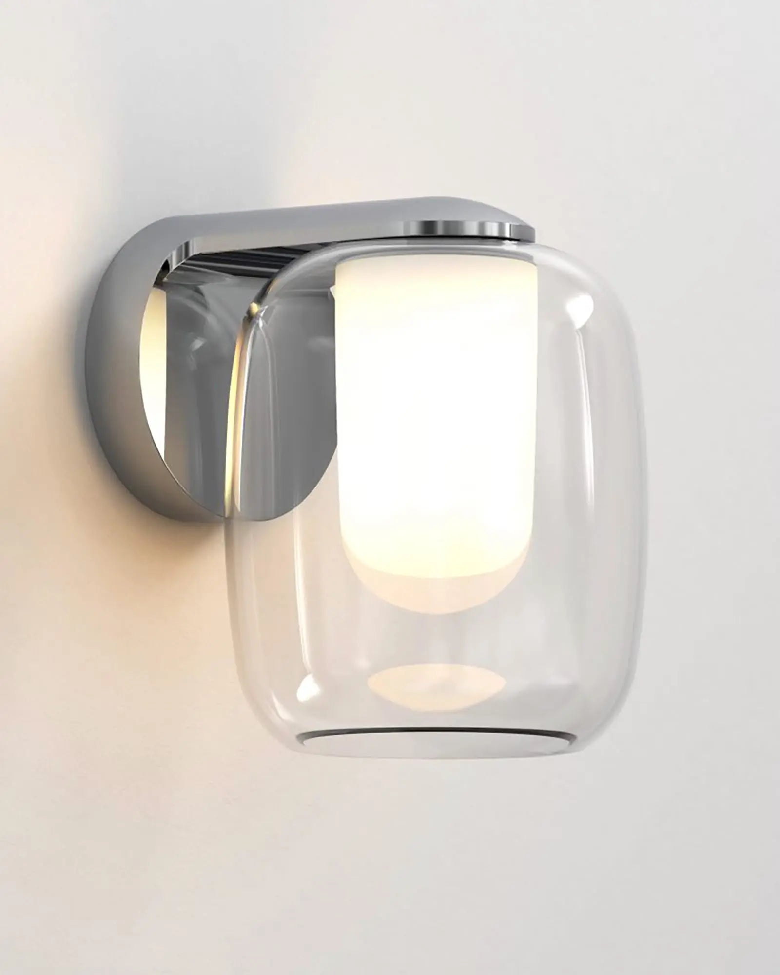 Aquina contemporary bathroom wall light polished nickel