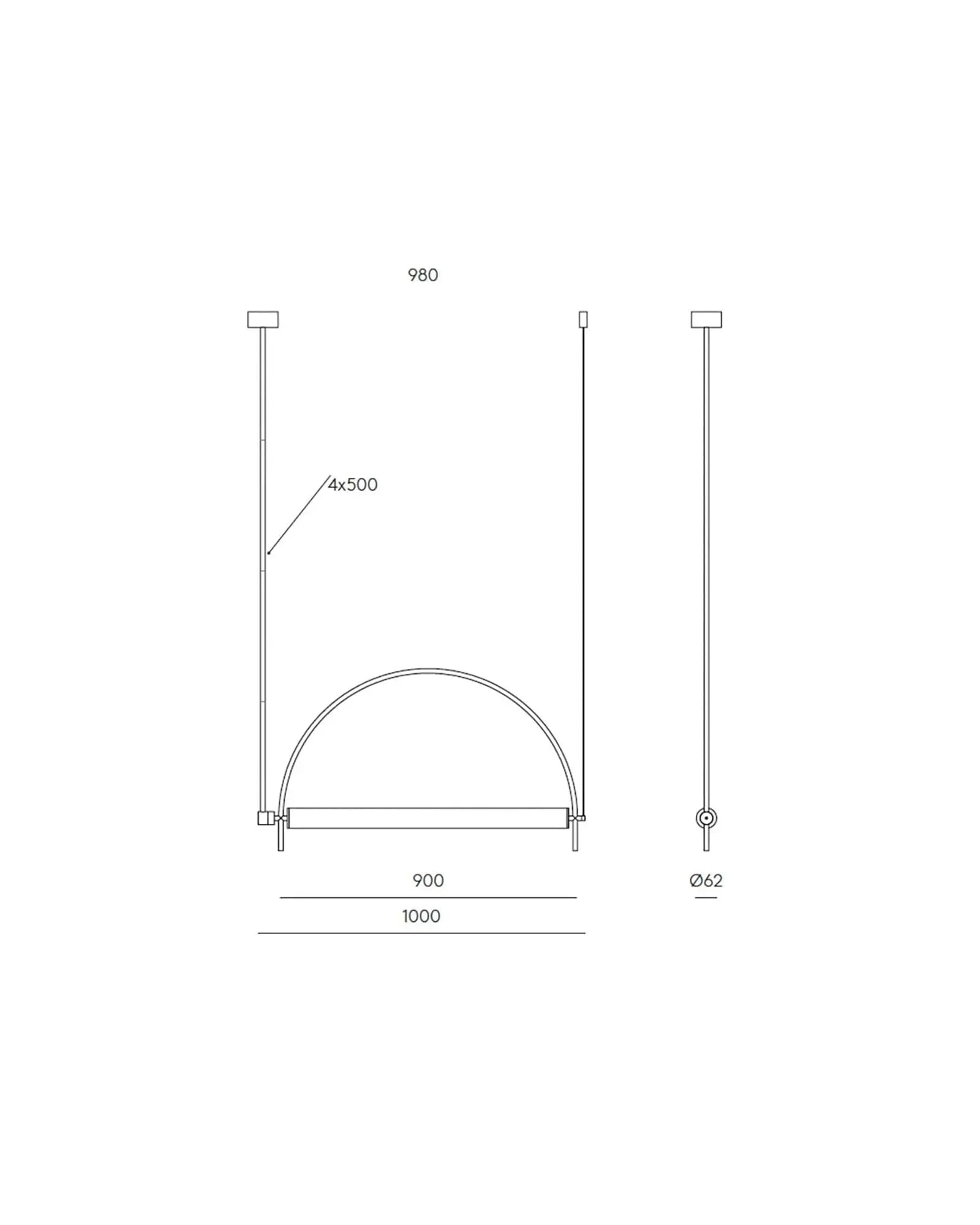 arc pendant light linear sizes