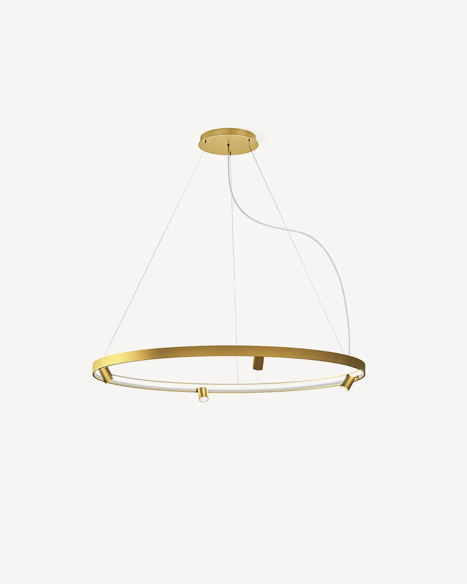 Arena circular pendant light with spotlight gold medium