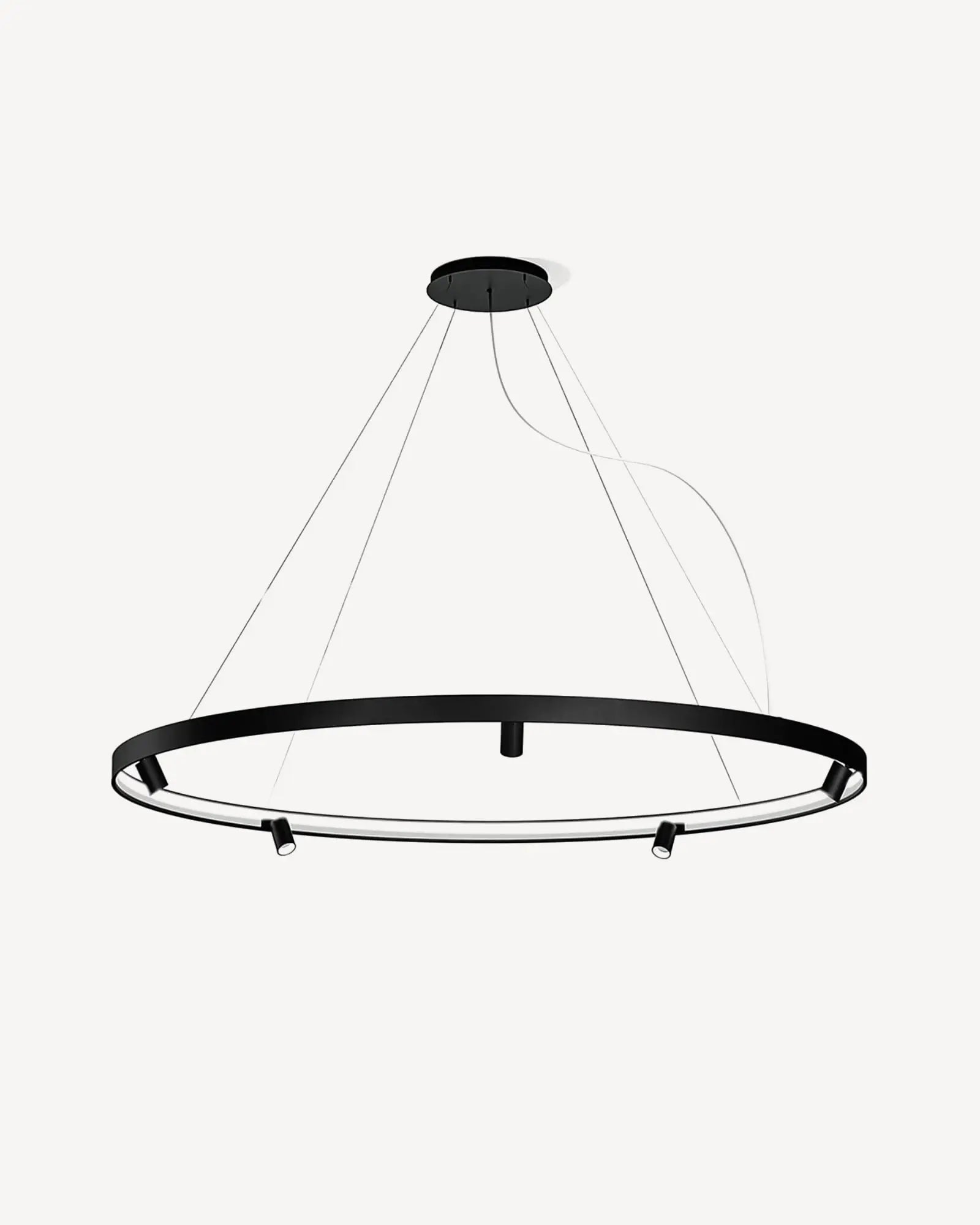 Arena circular pendant light with spotlight black large