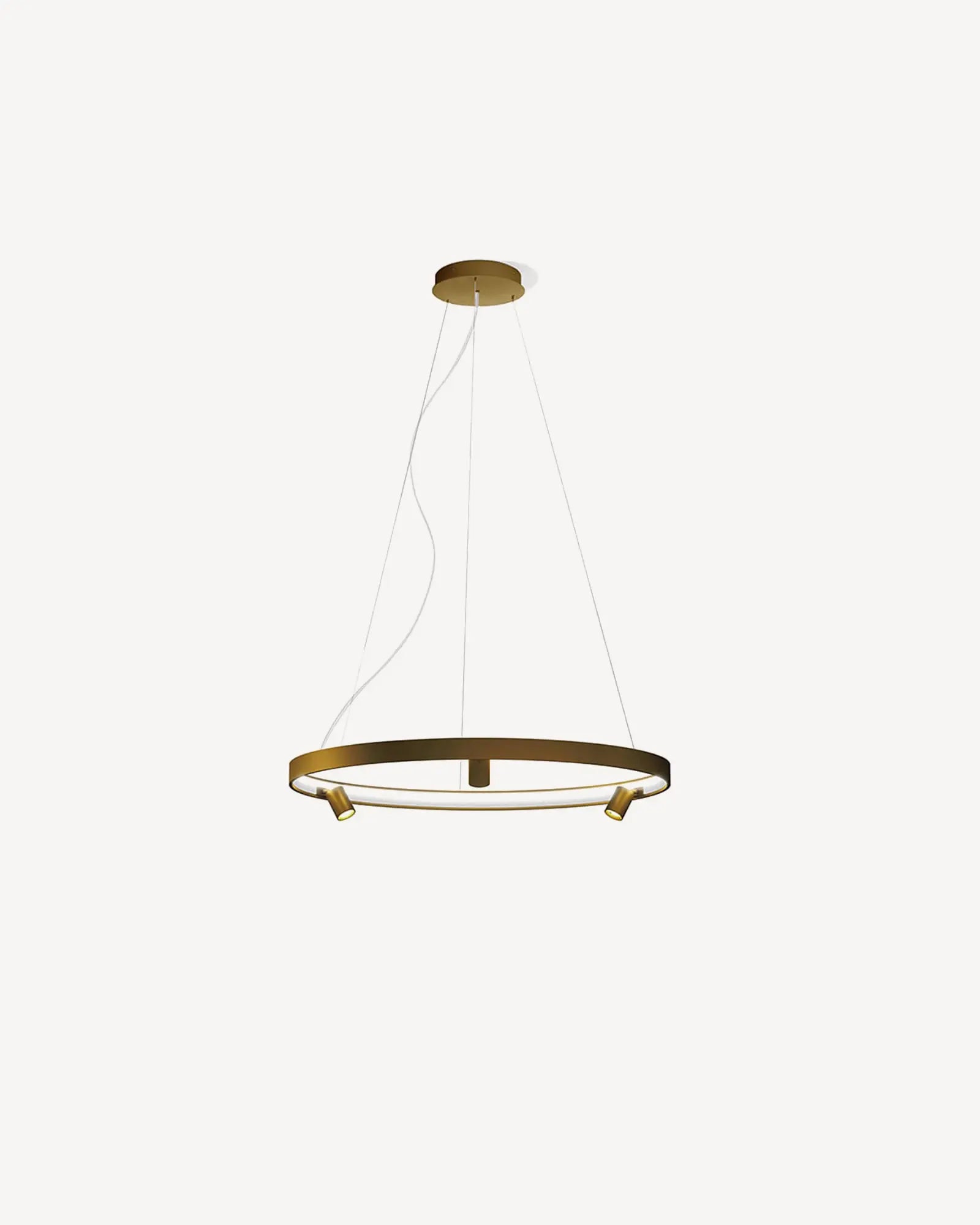 Arena circular pendant light with spotlight bronze small