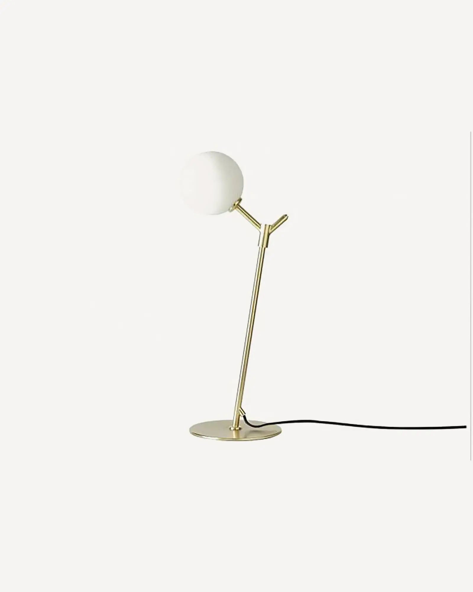 Atom contemporary brass and opal glass shade orb