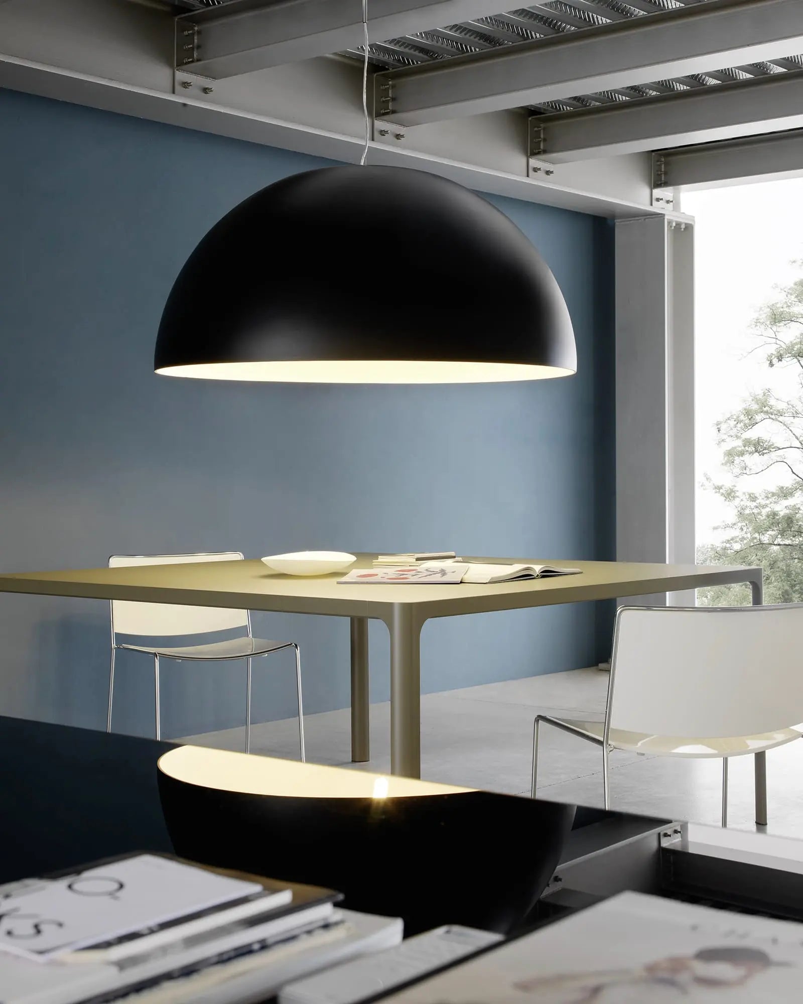 Avico large dome pendant above a table