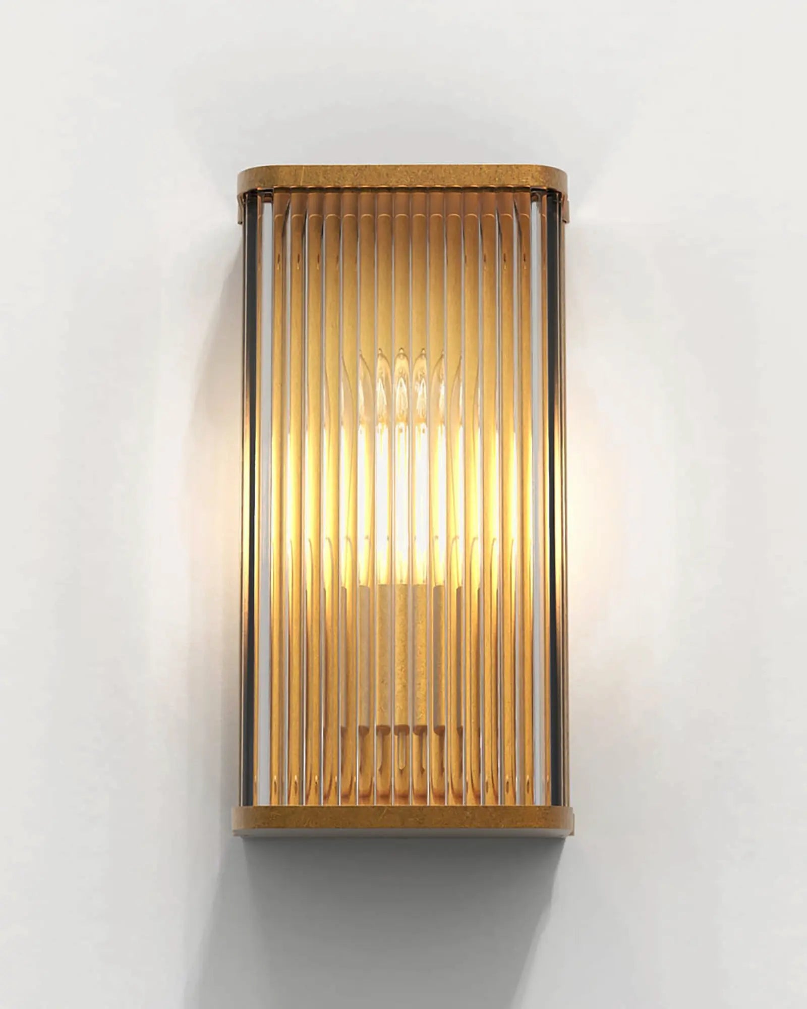 Avignon square wall light in small brass