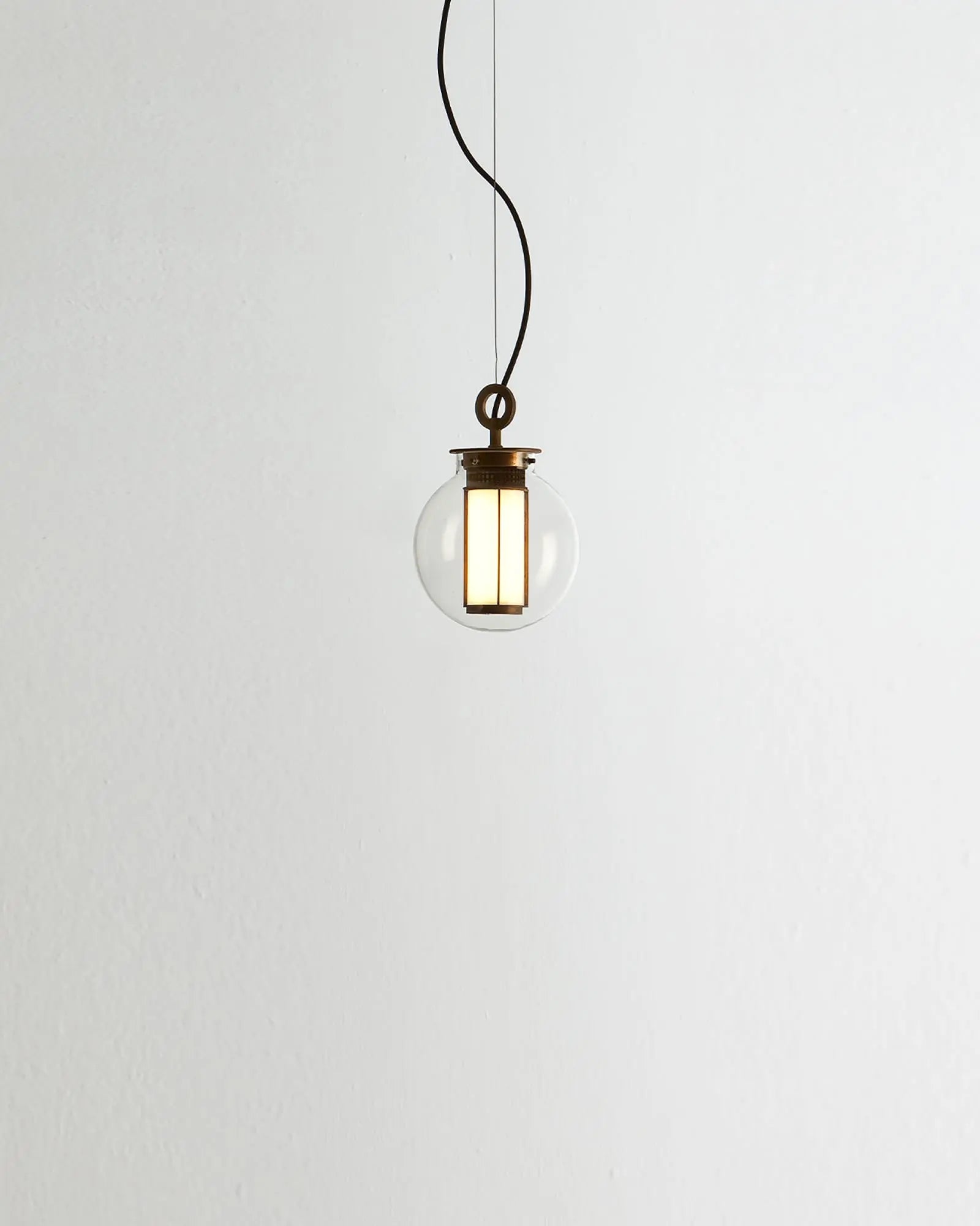 Bai di di pendant light inspired by Chinese lantern in bronze and blown glass