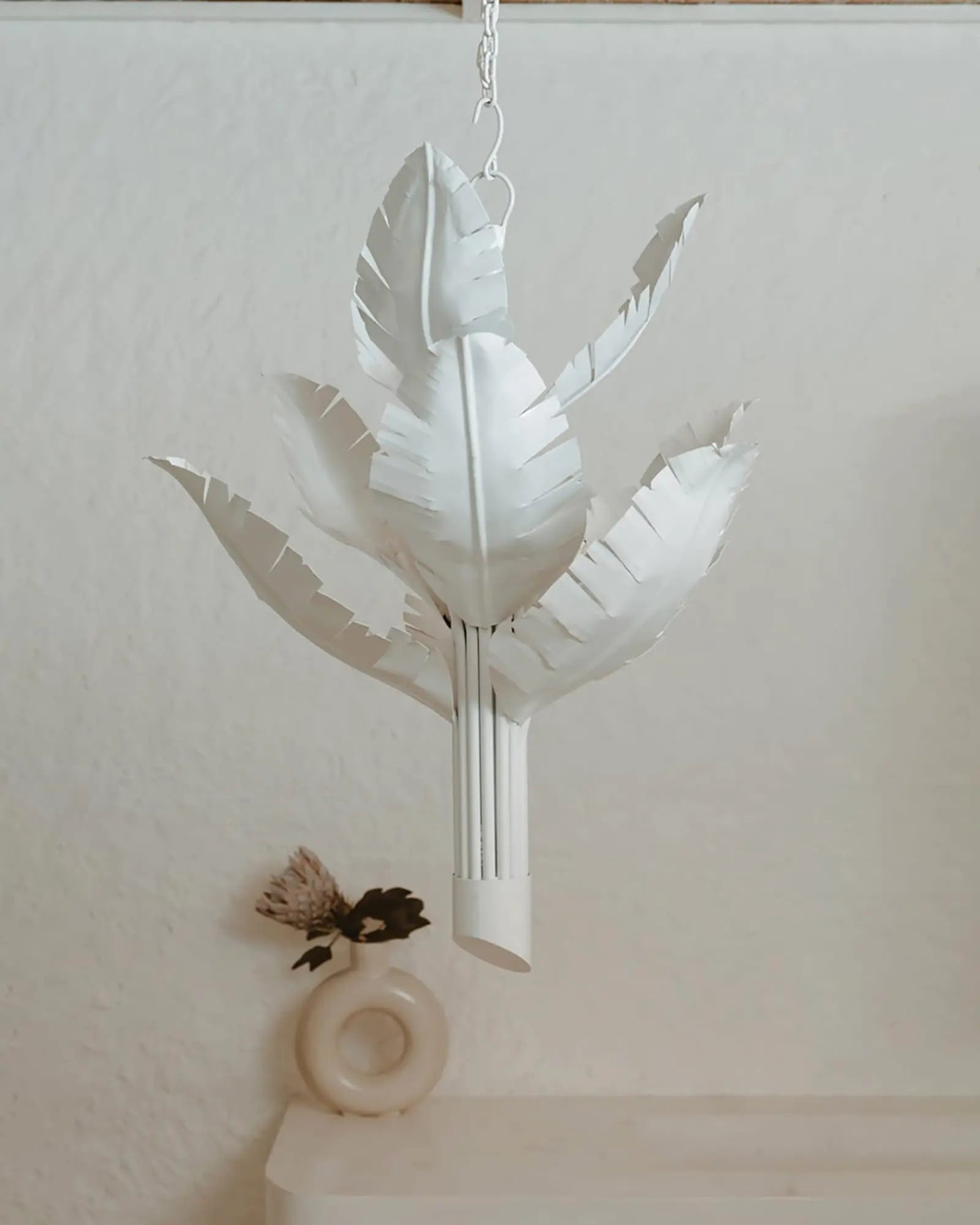 Banana leaf nature inspired pendant light white