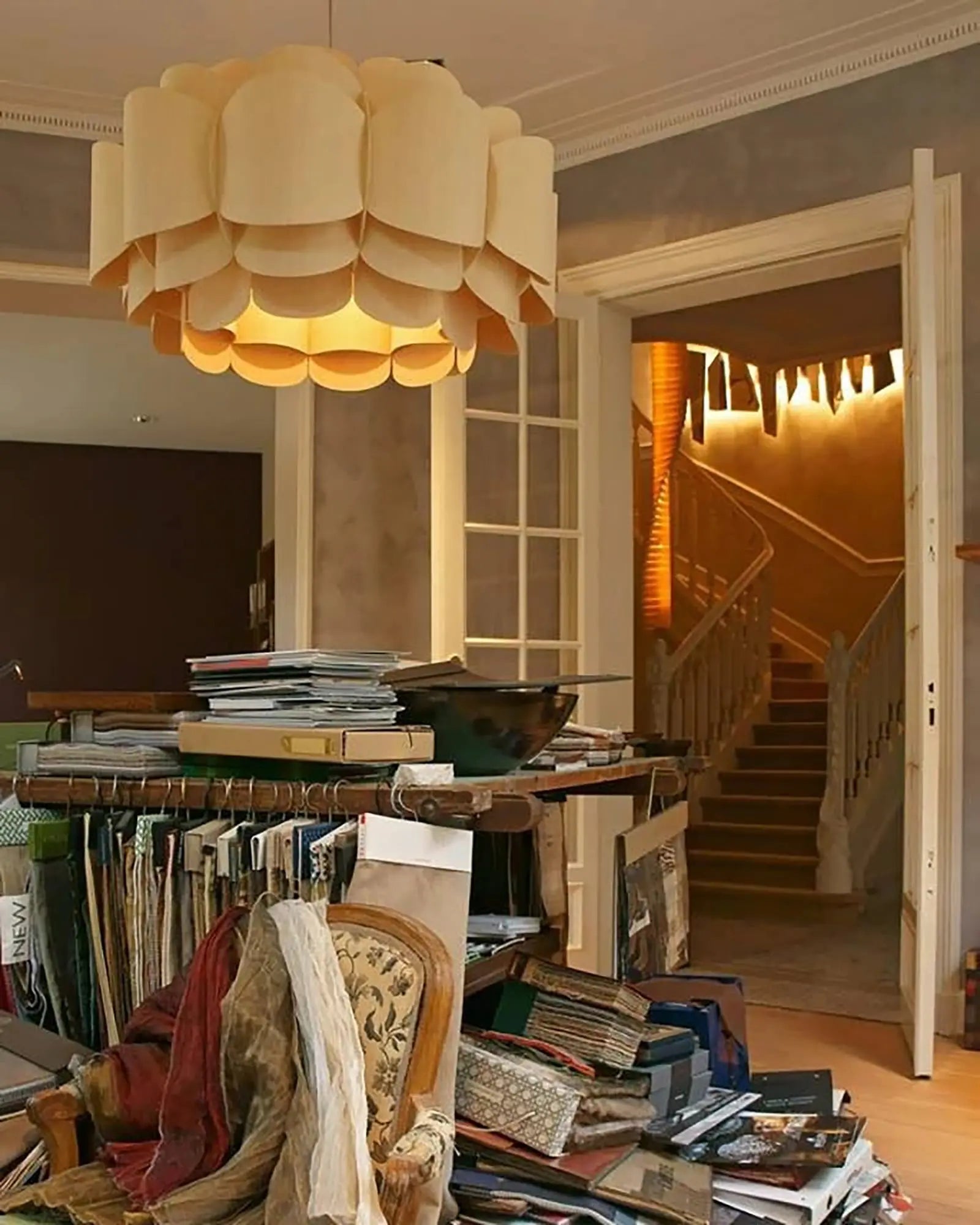 Bella veneer pendant light in a shop