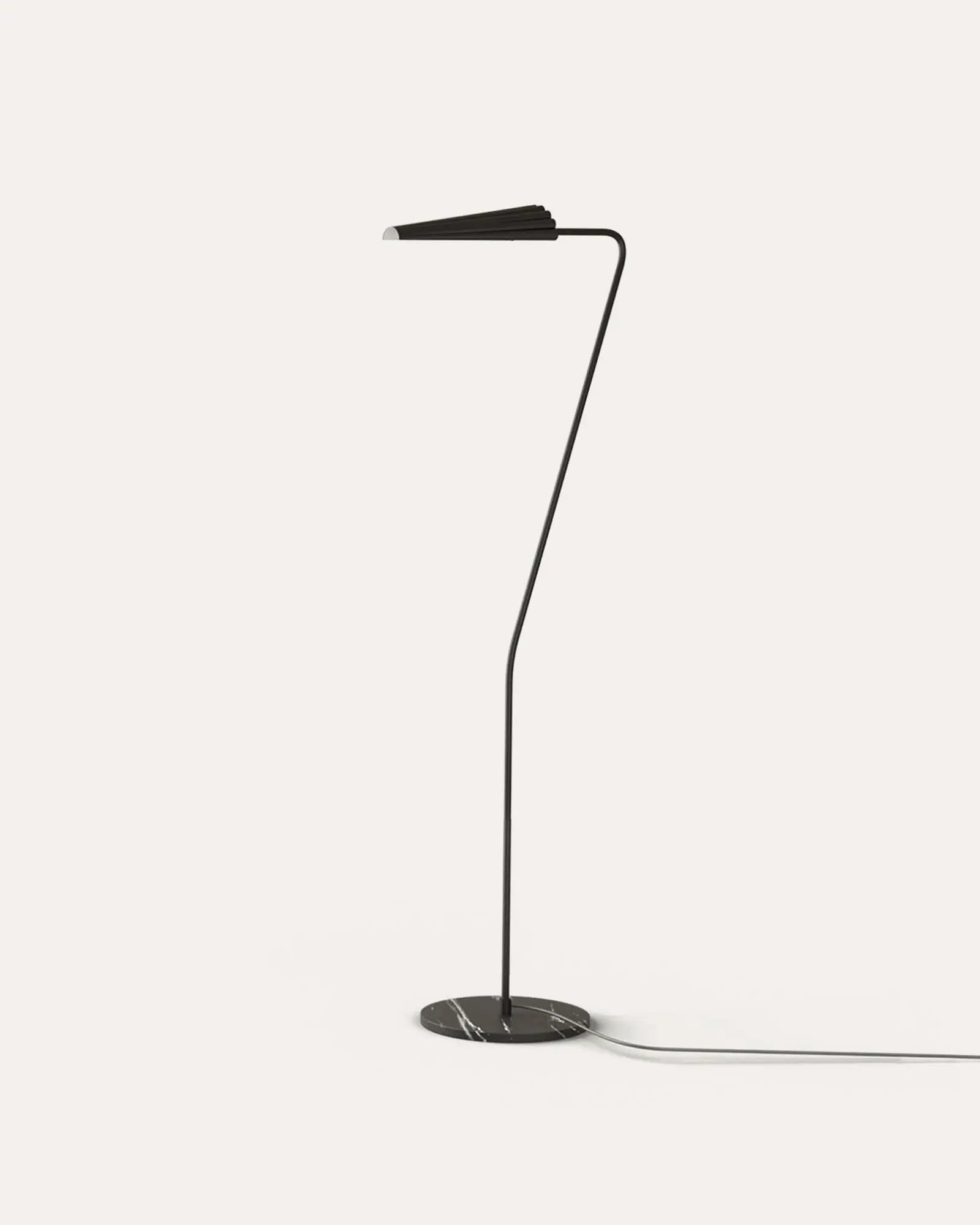 Bion contemporary floor lamp with corrugated steel shade black stem