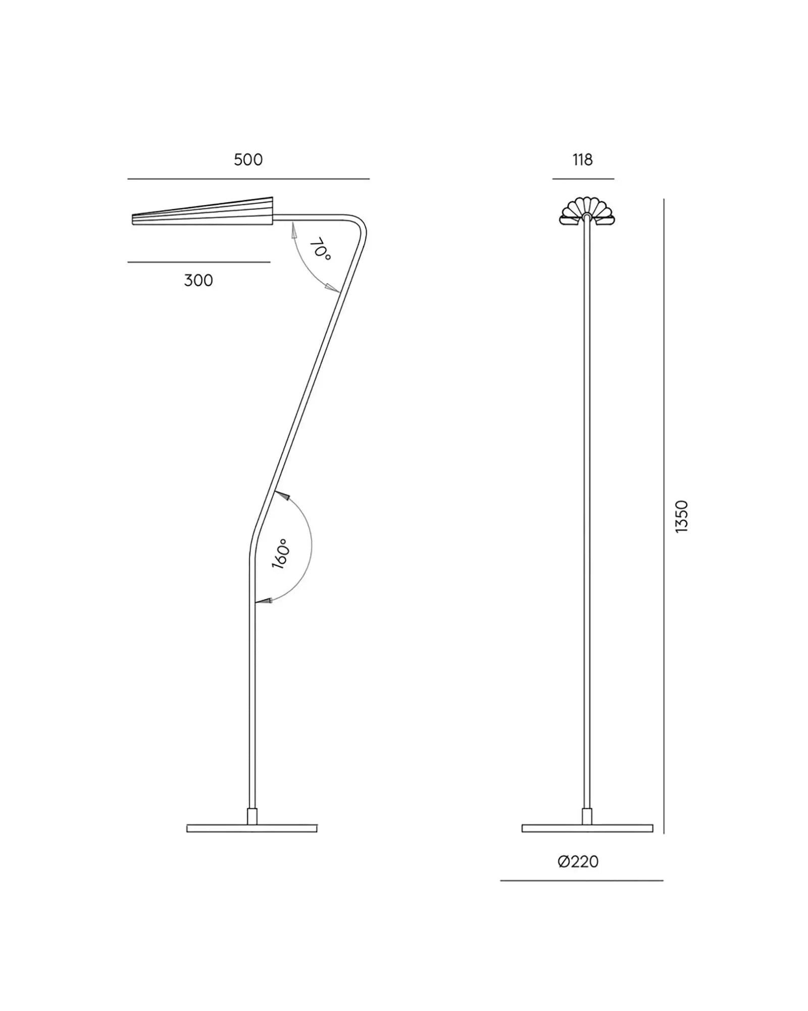 Bion contemporary floor lamp with corrugated steel shade sizes