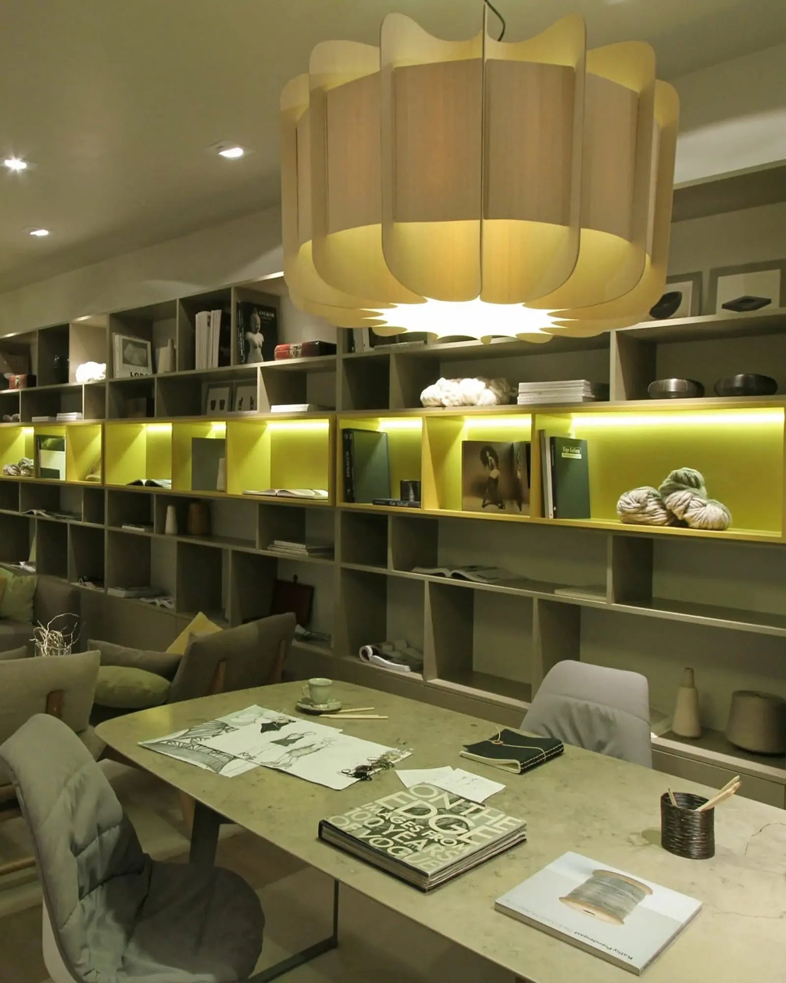 Clarissa veneer pendant light above a table